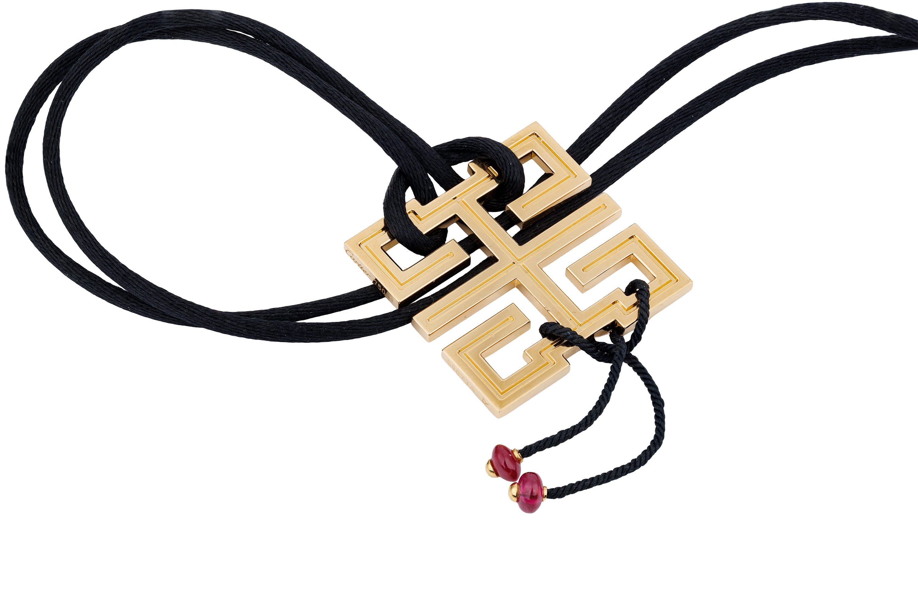 Cartier 'Le Baiser du Dragon' Pendant Necklace | 18k Yellow Gold & Ruby | Cord Necklace | Box & Papers | 2005
