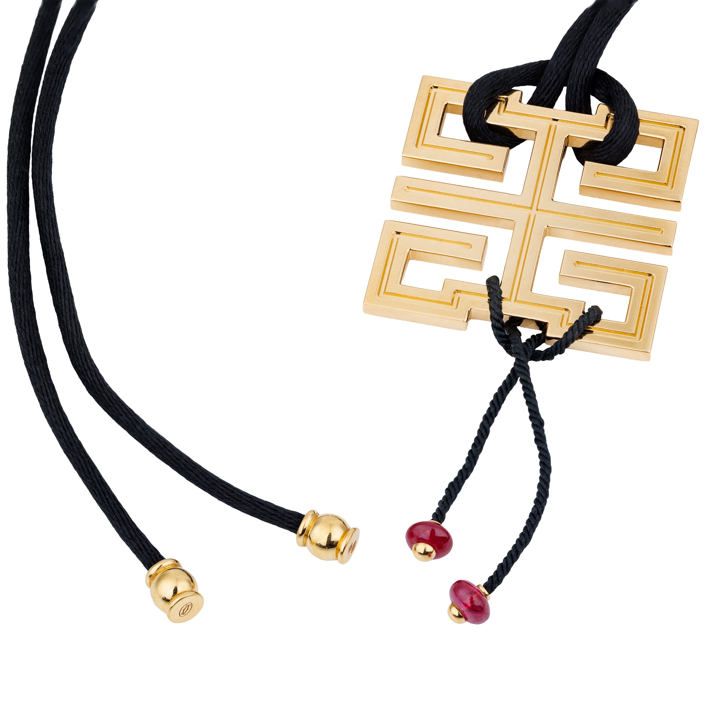 Cartier 'Le Baiser du Dragon' Pendant Necklace | 18k Yellow Gold & Ruby | Cord Necklace | Box & Papers | 2005