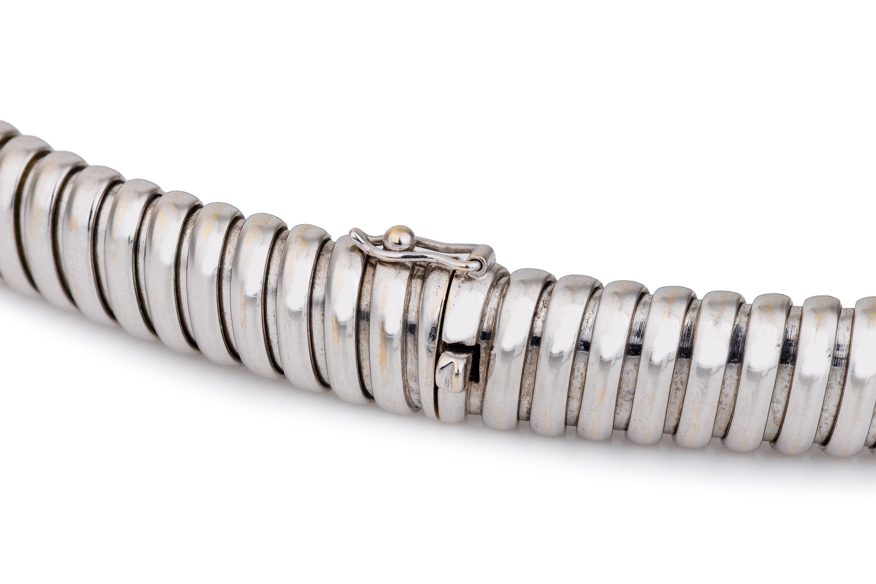 Cartier Tubogas Collar Necklace | Pavé Diamond | 18k White Gold | 1980's