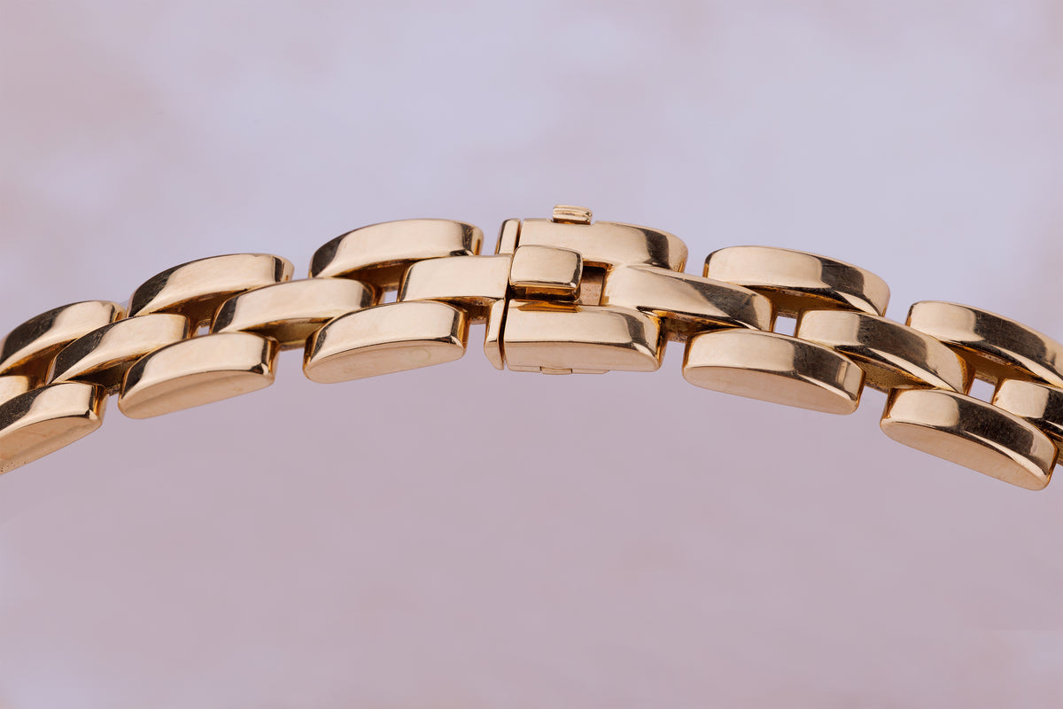 Vintage 1990's Cartier Maillon Panthère Étrier Diamond Necklace in 18k Yellow Gold