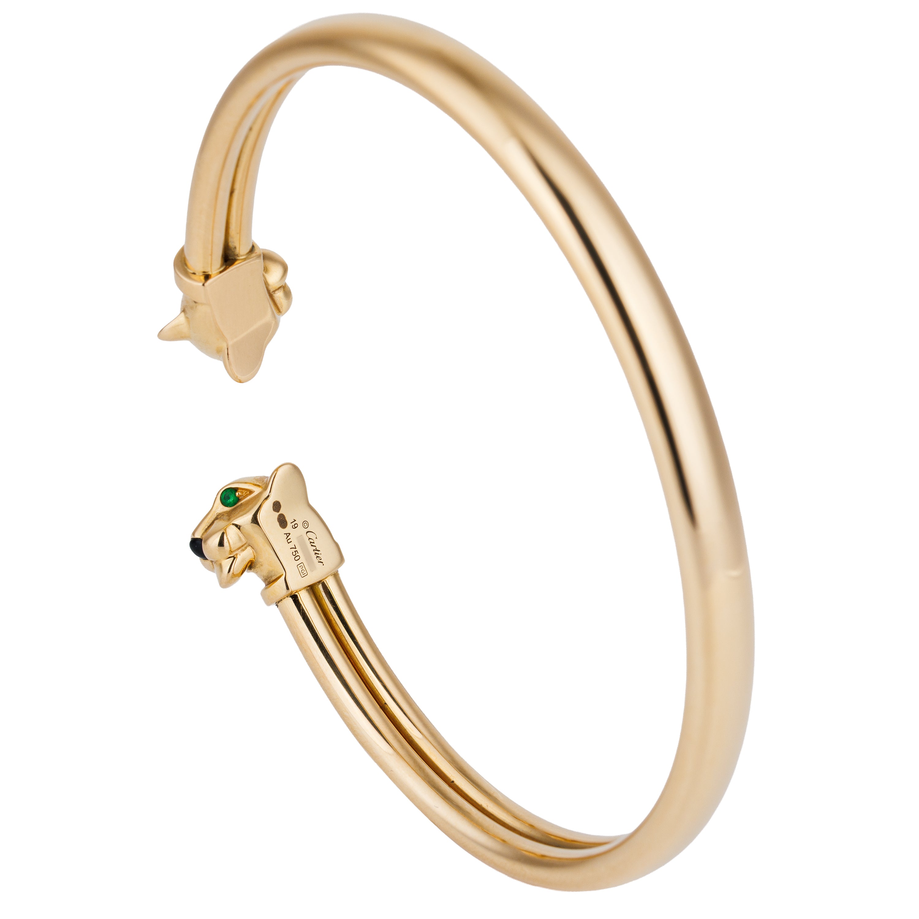 Cartier | Panthère de Cartier Bracelet | Tsavorite Garnets & Onyx | 18k Yellow Gold | Size 19 | Box & Paper | 2019