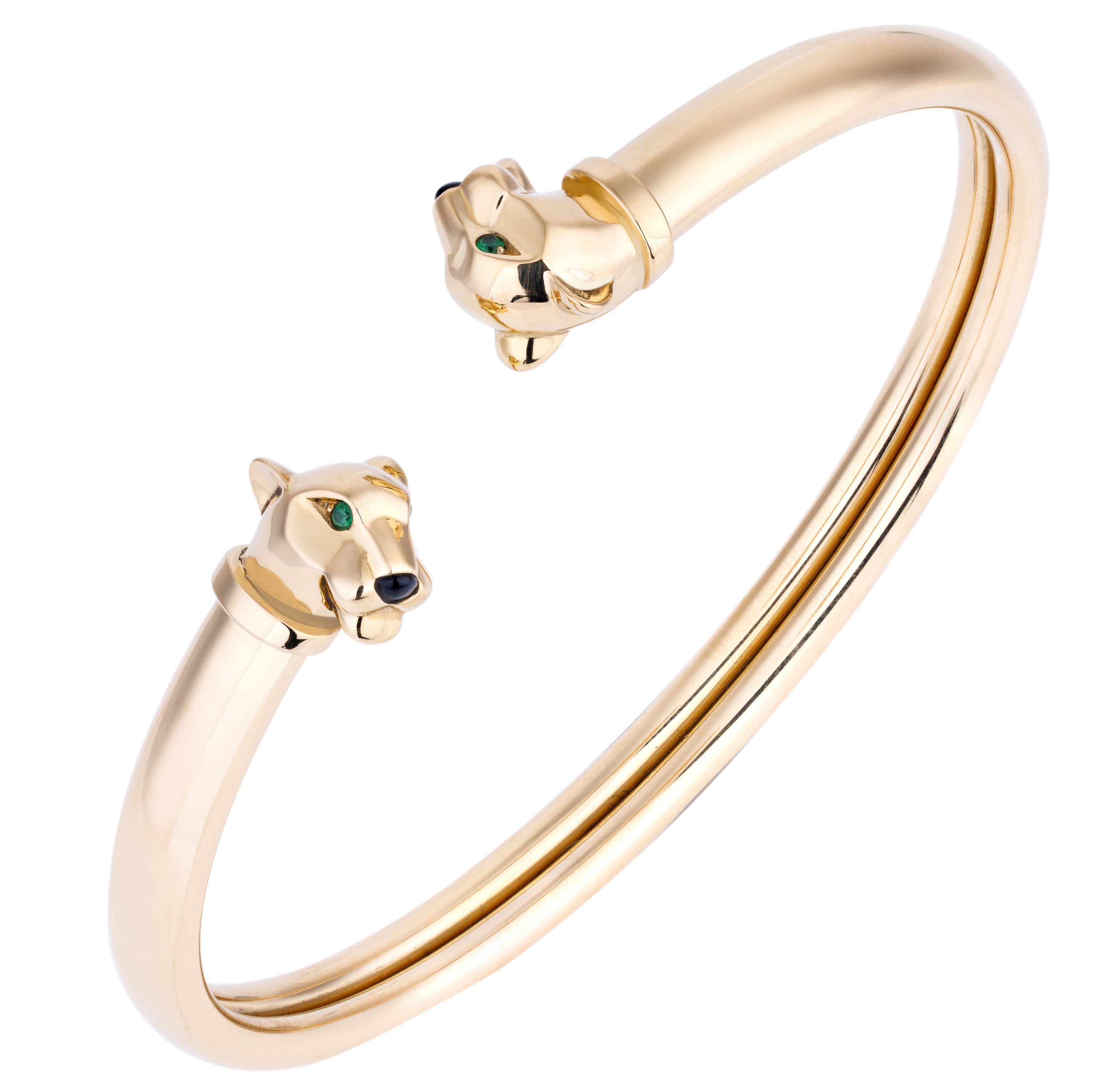 Cartier | Panthère de Cartier Bracelet | Tsavorite Garnets & Onyx | 18k Yellow Gold | Size 19 | Box & Paper | 2019
