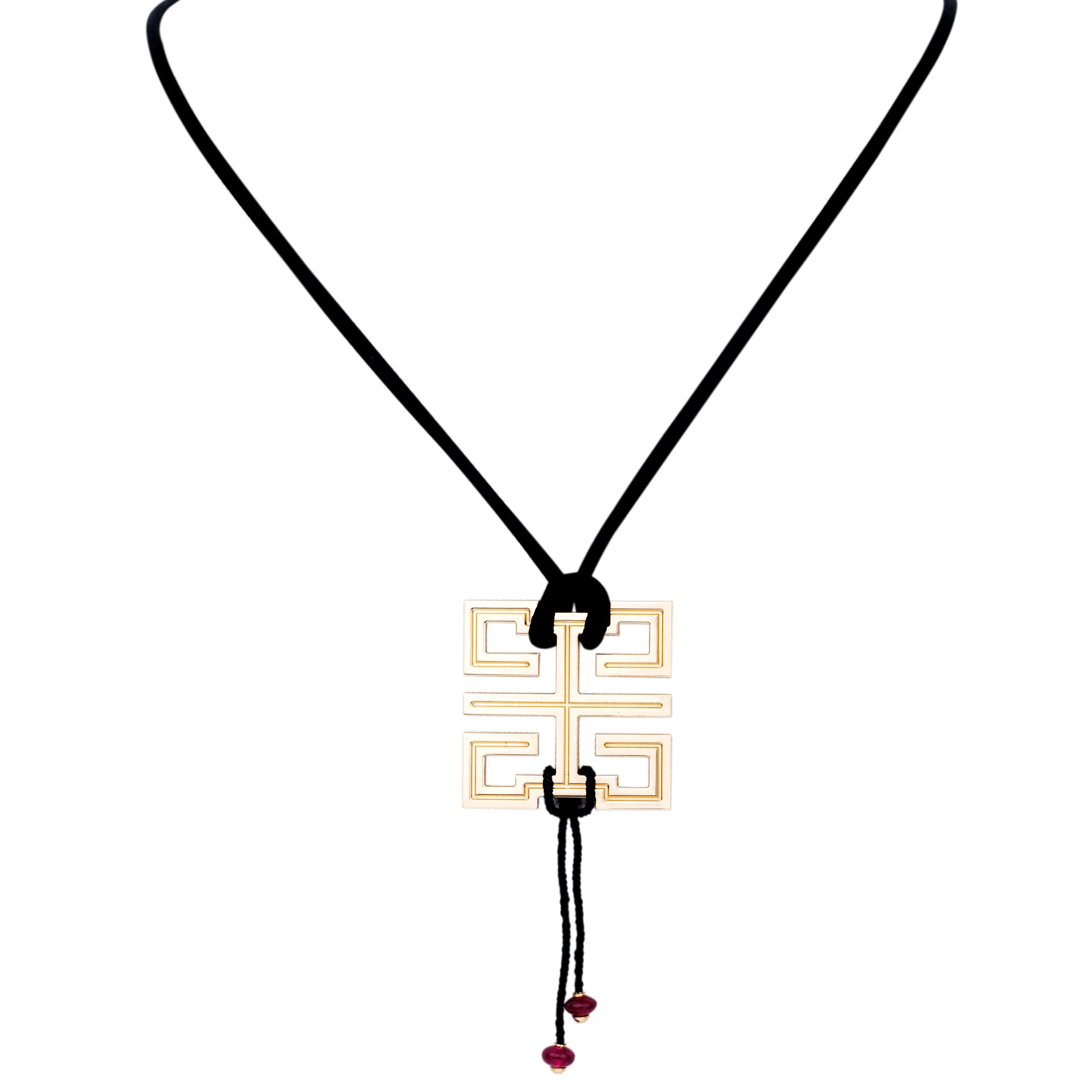 Cartier 'Le Baiser du Dragon' Pendant Necklace | 18k Yellow Gold & Ruby | Cord Necklace | Box & Papers | 2005