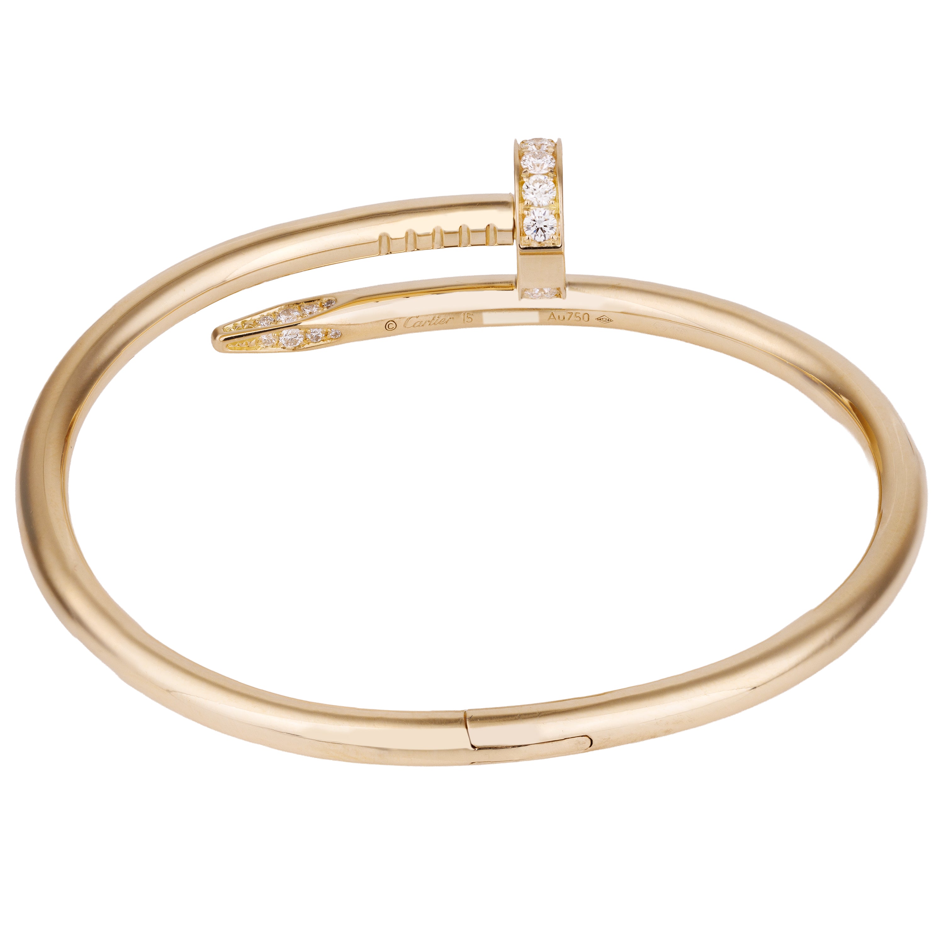 Cartier Juste Un Clou Diamond Bracelet, Classic Model, Size 15 | 18K Yellow Gold