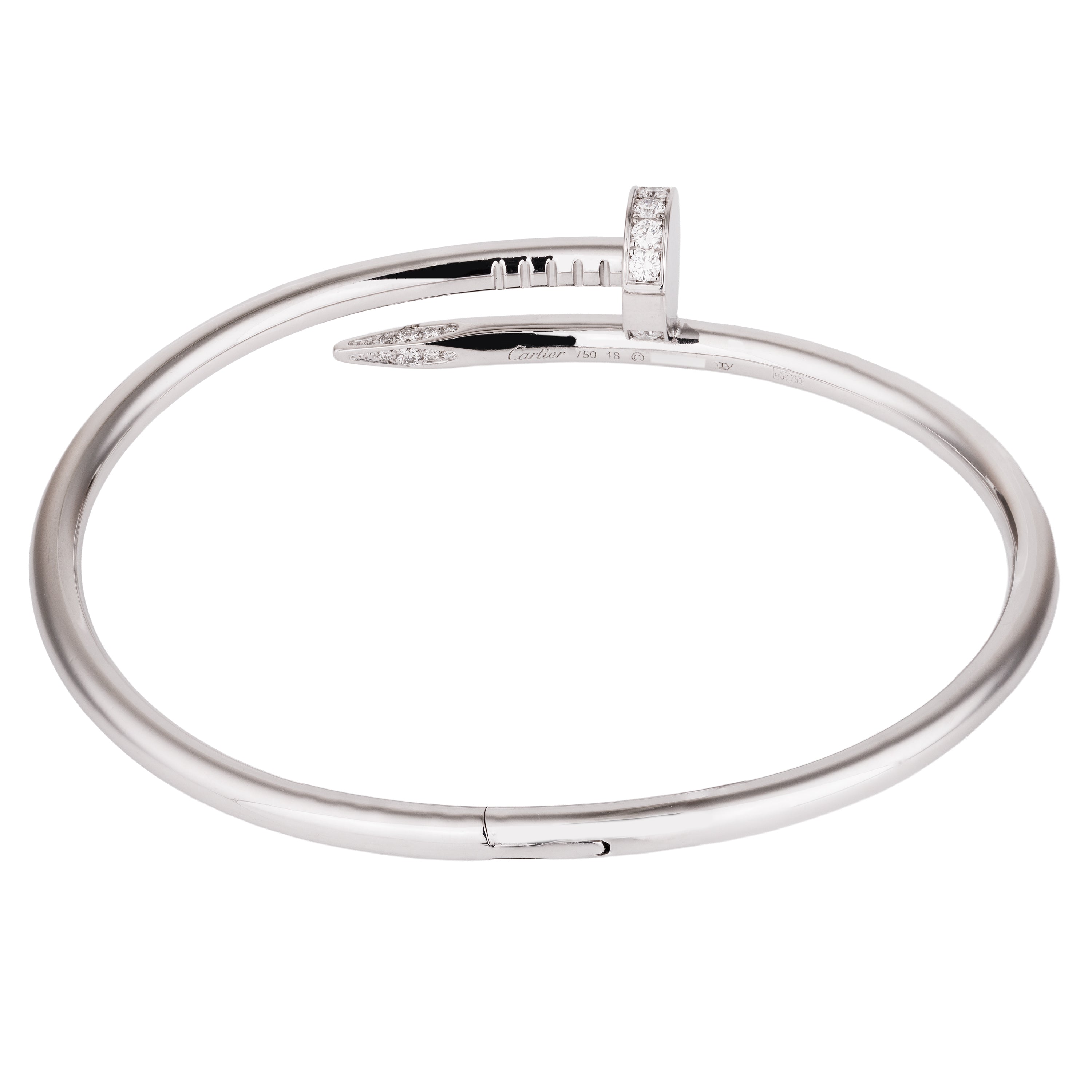 Cartier Juste Un Clou Diamond Bracelet, Classic Model, Size 18 | 18k White Gold