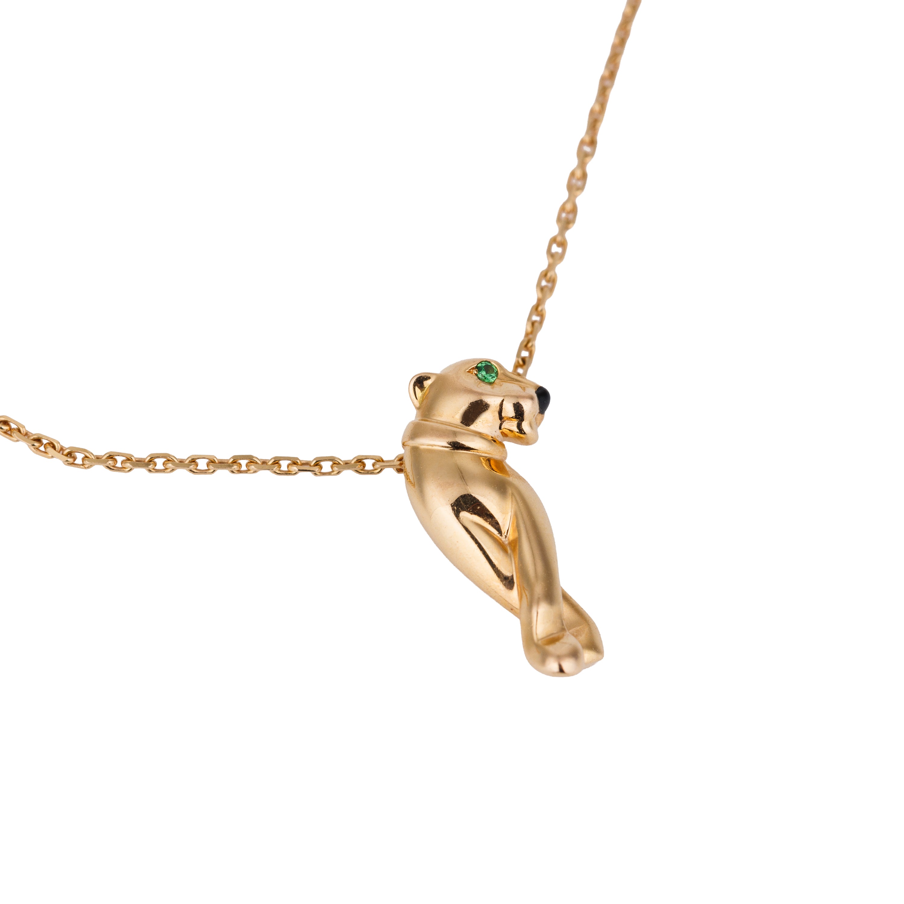 Cartier Panthère de Cartier Pendant Necklace | Tsvaorite Garnet & Onyx | 18k Rose Gold | Papers