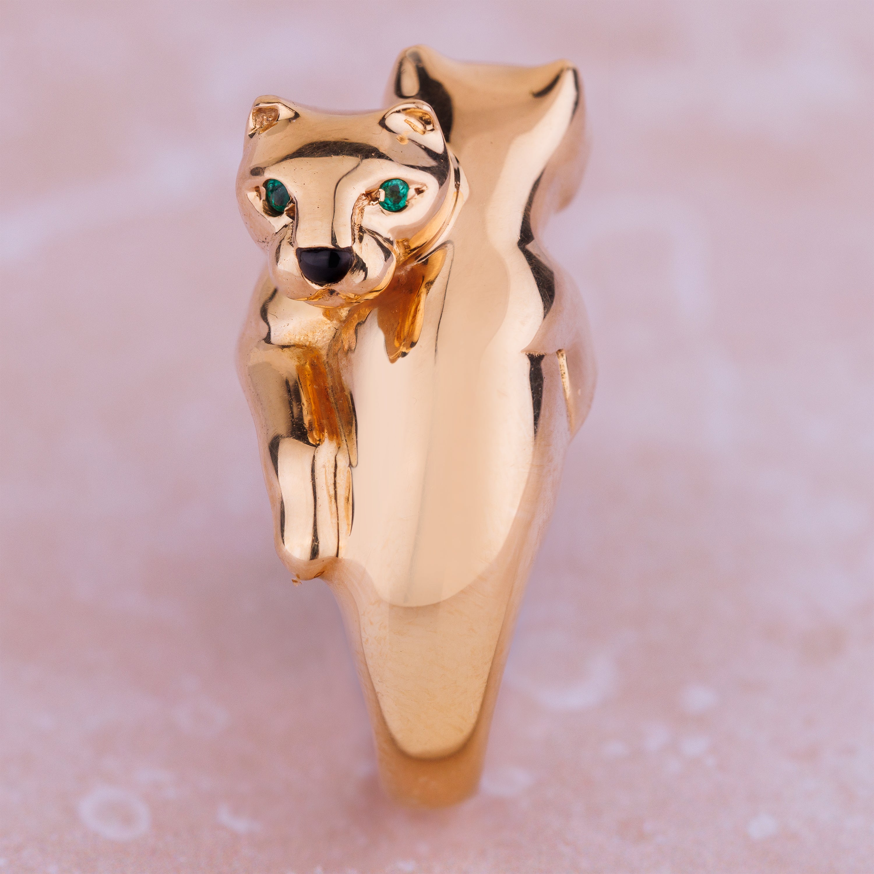 Vintage Cartier Double Panthère Ring | Emerald & Onyx | 18k Yellow Gold | 1990s