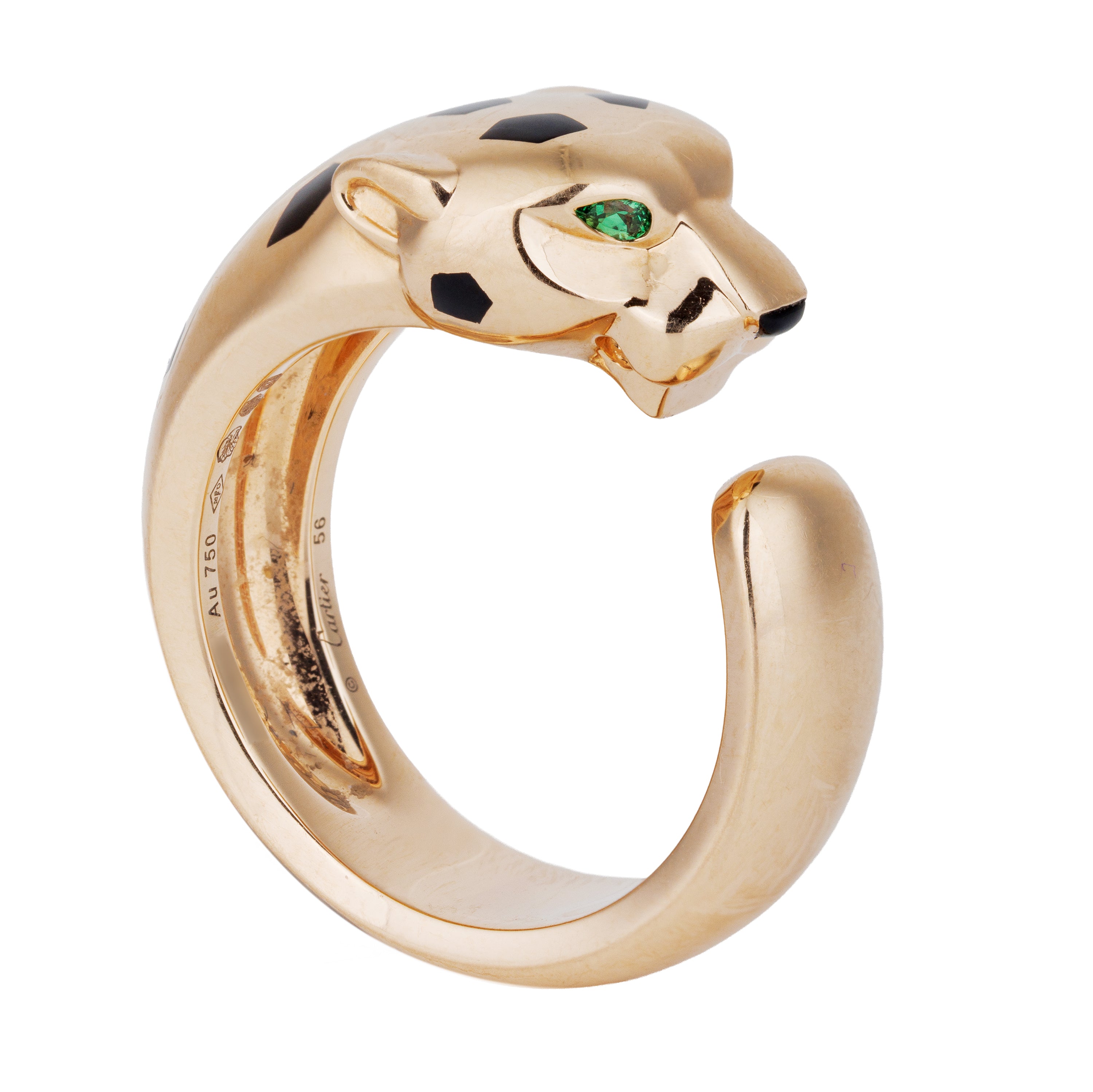 Cartier Panthère De Cartier Ring | Medium Model | Tsavorite Garnets & Onyx | 18k Rose Gold | Size 56 | Box & Papers | 2024