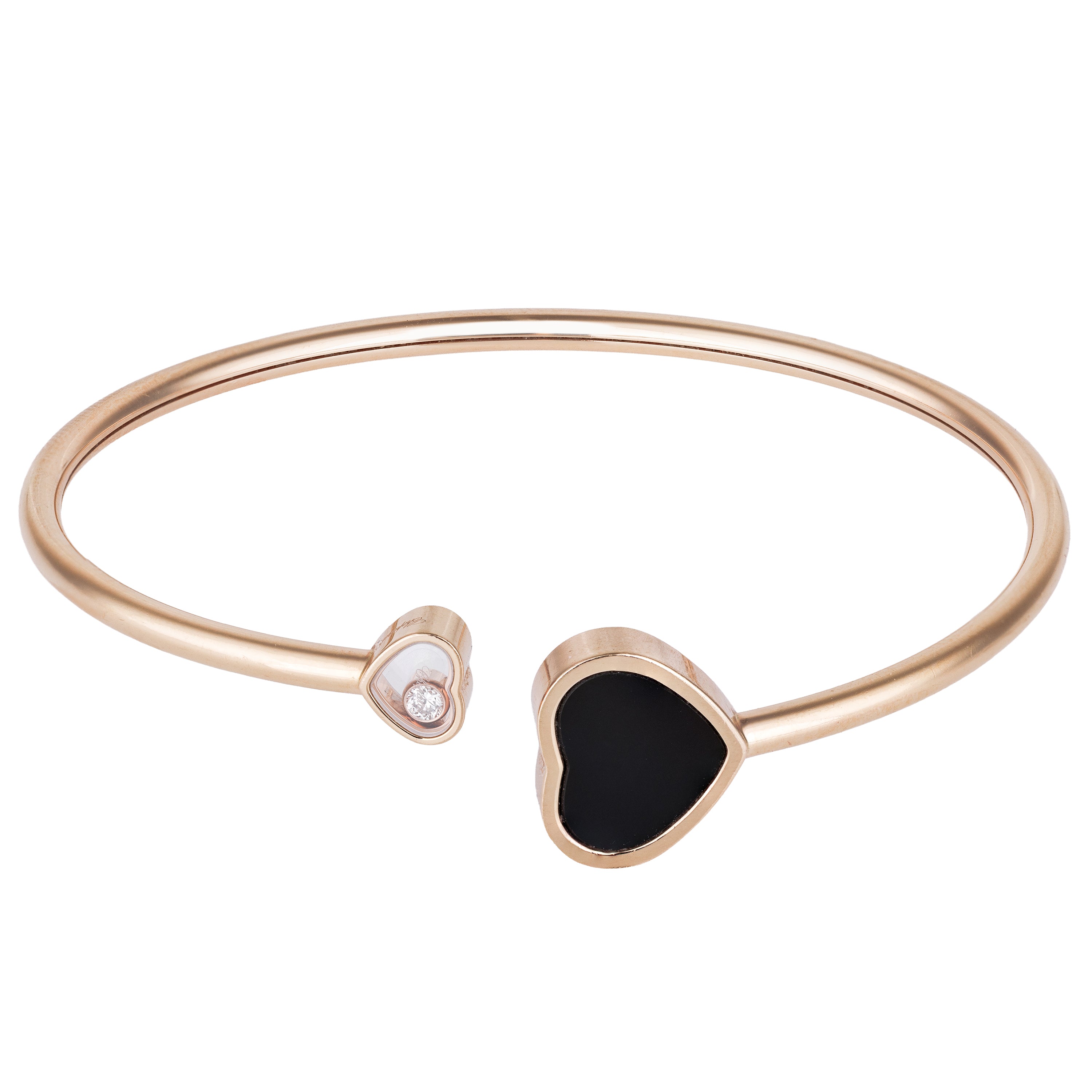 Chopard Happy Hearts Onyx Bangle Bracelet | 18k Rose Gold