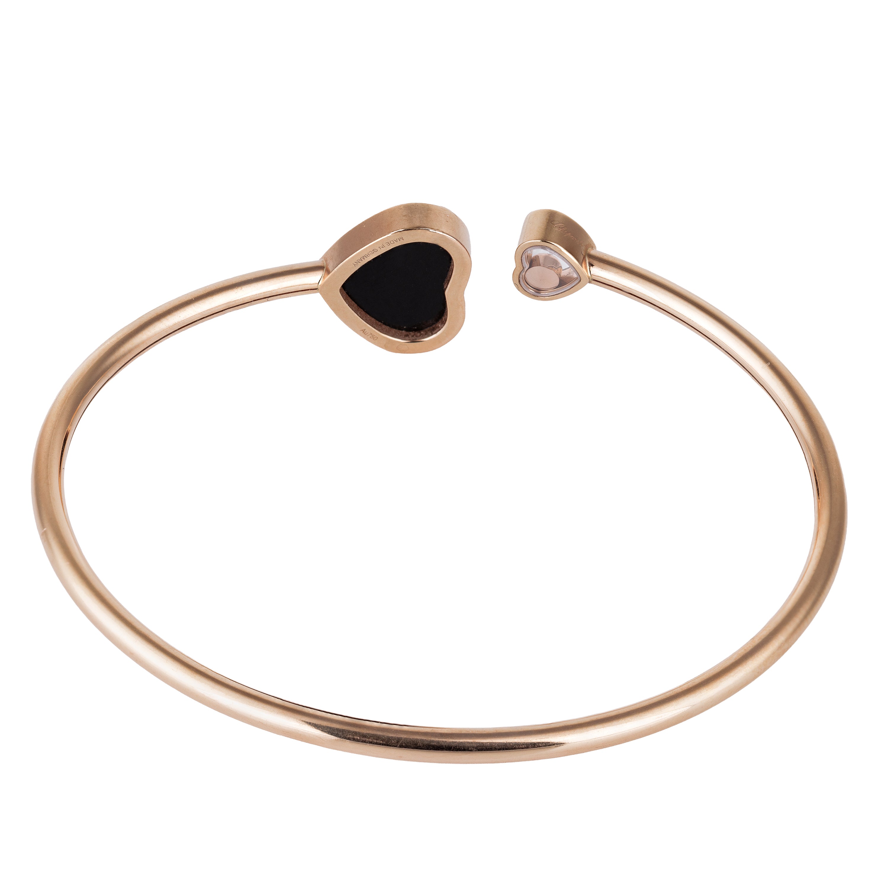 Chopard Happy Hearts Onyx Bangle Bracelet | 18k Rose Gold