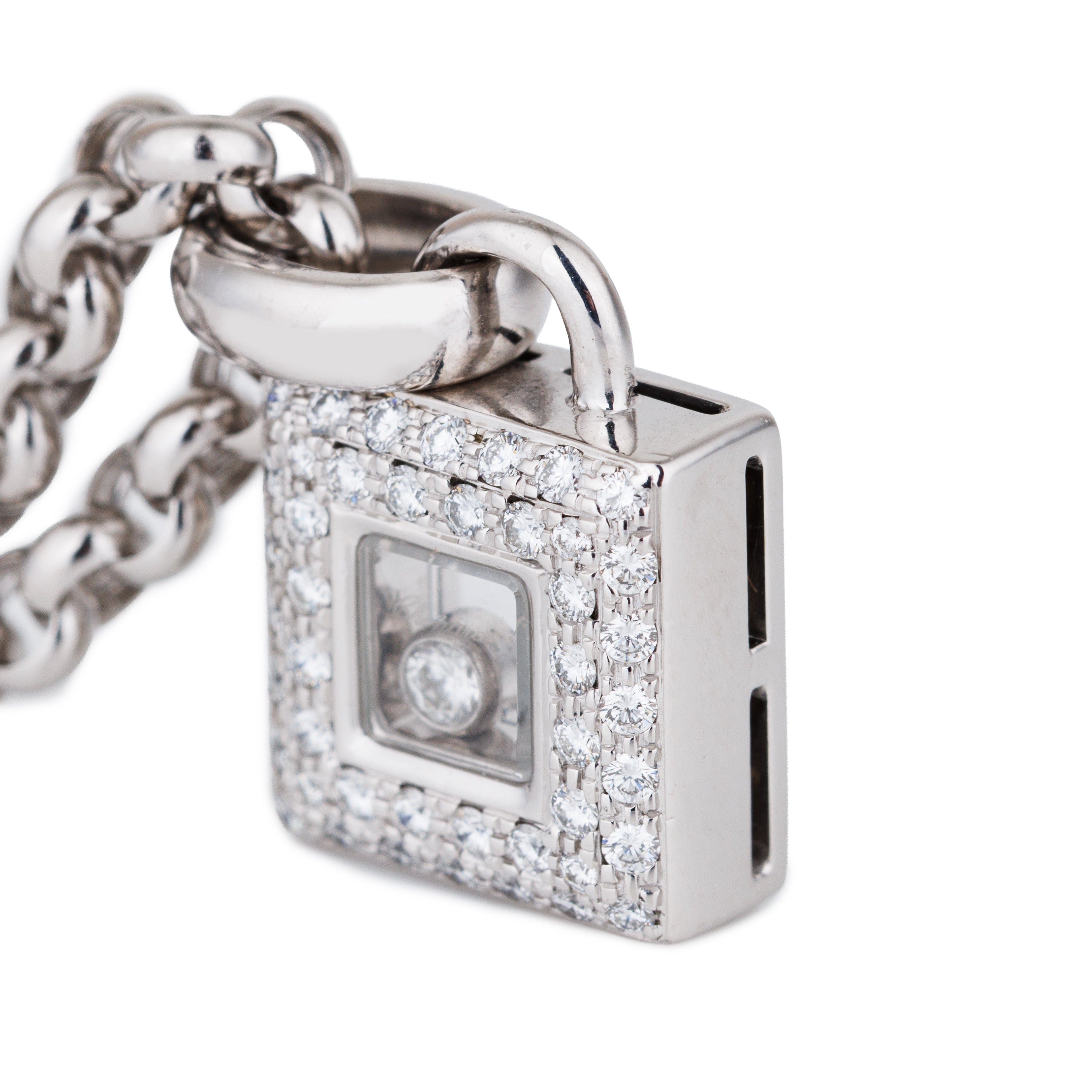 Chopard Happy Diamonds Square Pendant Necklace | 18k White Gold | 2000's