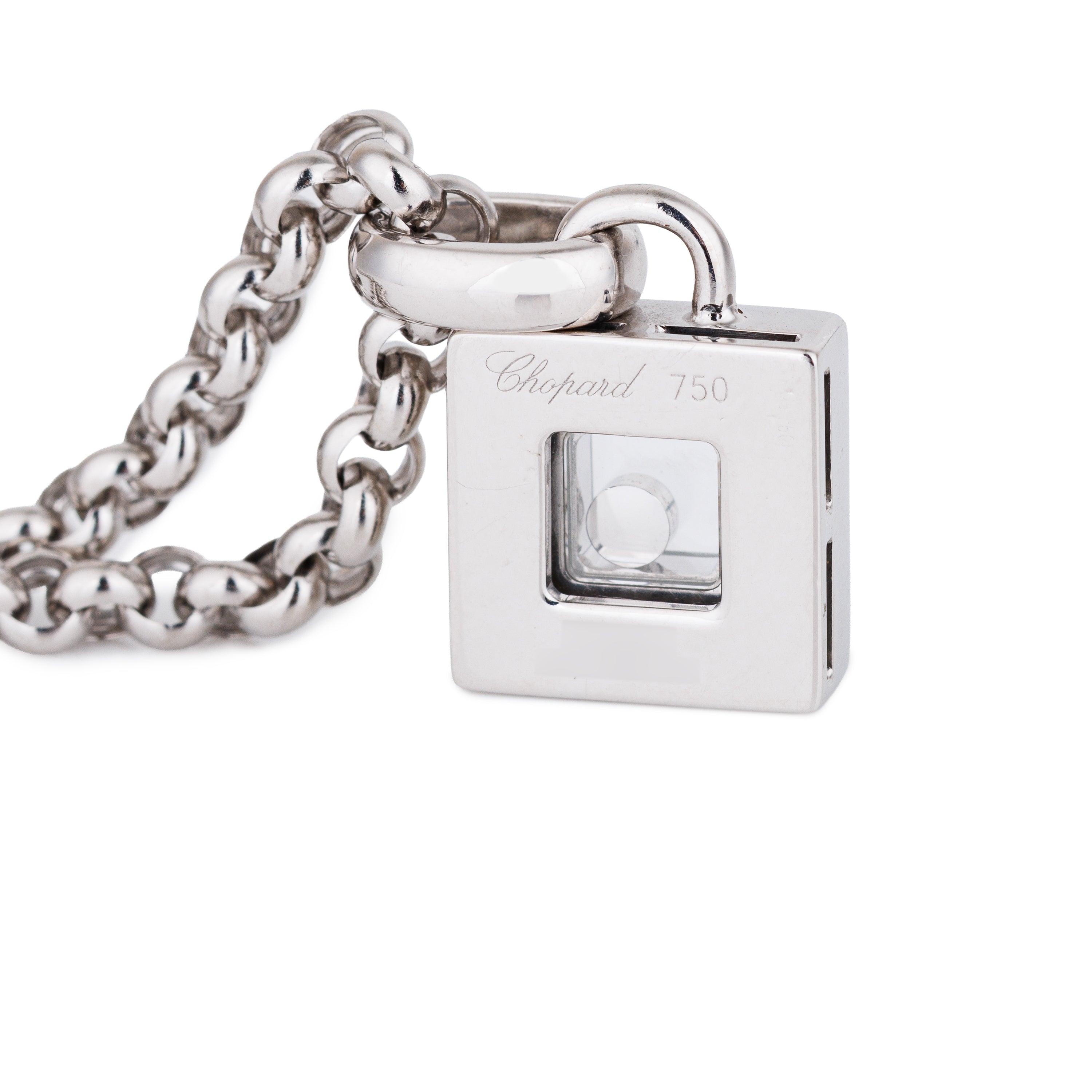 Chopard Happy Diamonds Square Pendant Necklace | 18k White Gold | 2000's