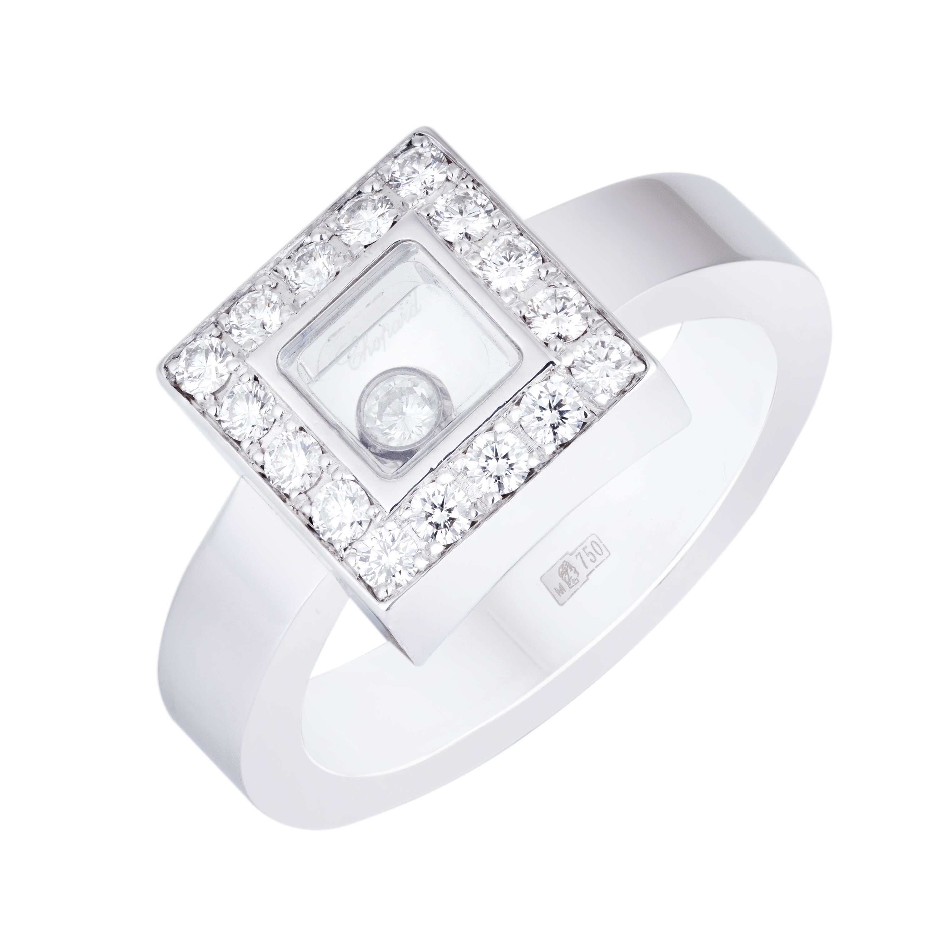 Chopard Happy Diamonds Square Ring | 18k White Gold