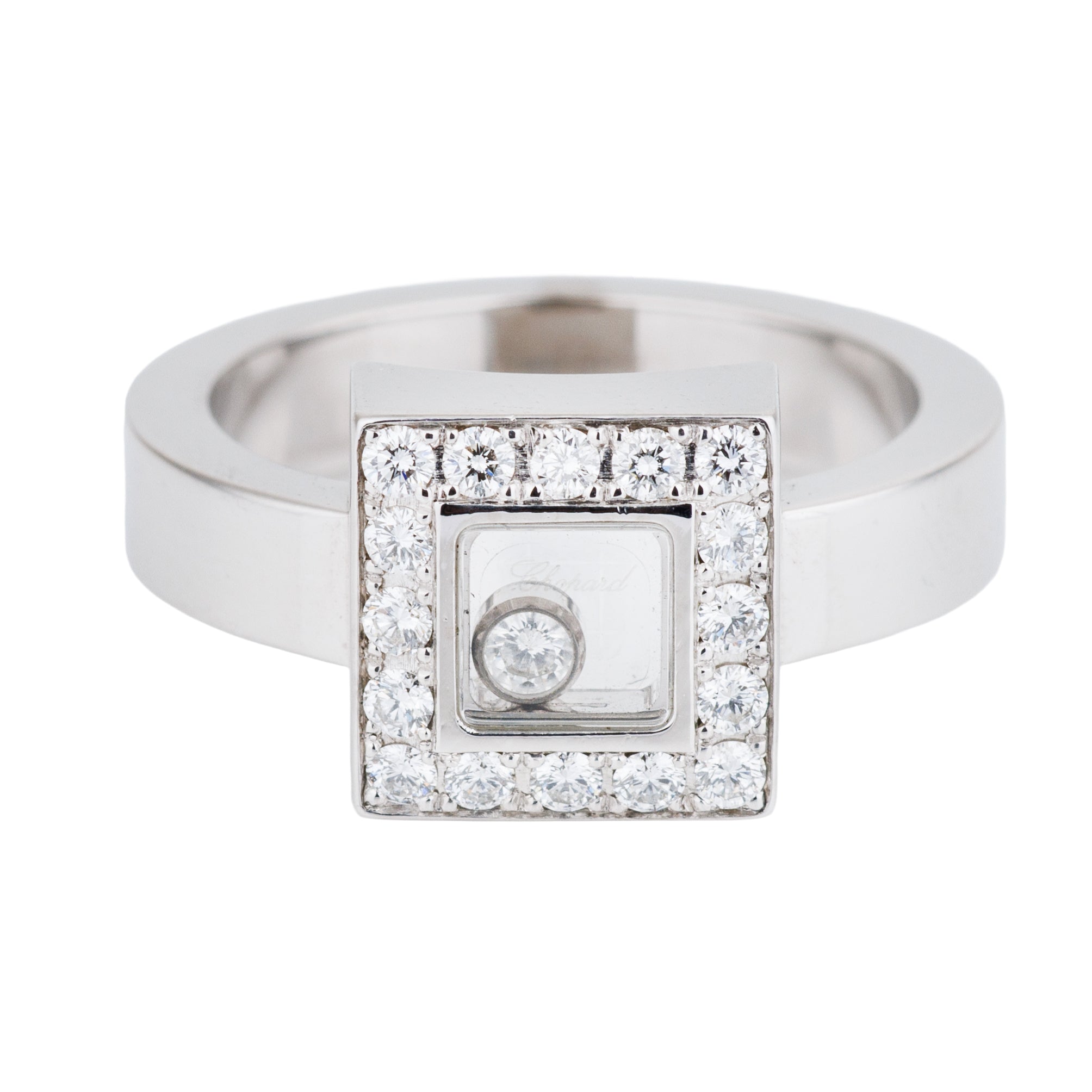 Chopard Happy Diamonds Square Ring | 18k White Gold