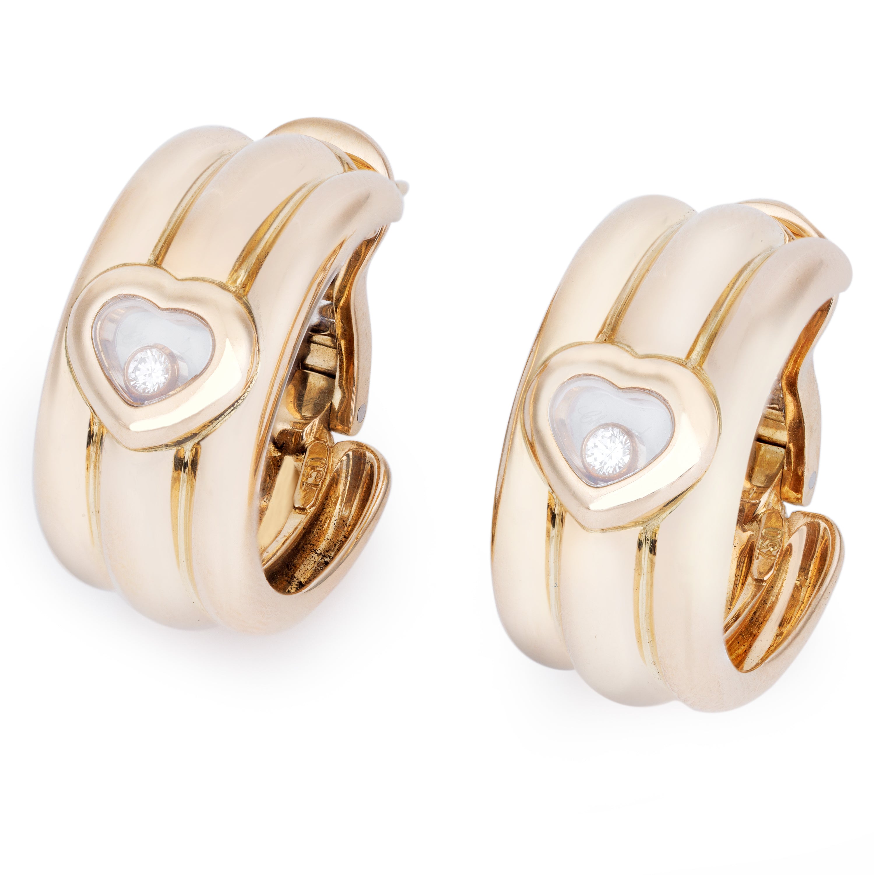 Chopard Happy Diamond Heart-Shaped Hoop Earrings | Diamonds | 18k Yellow Gold