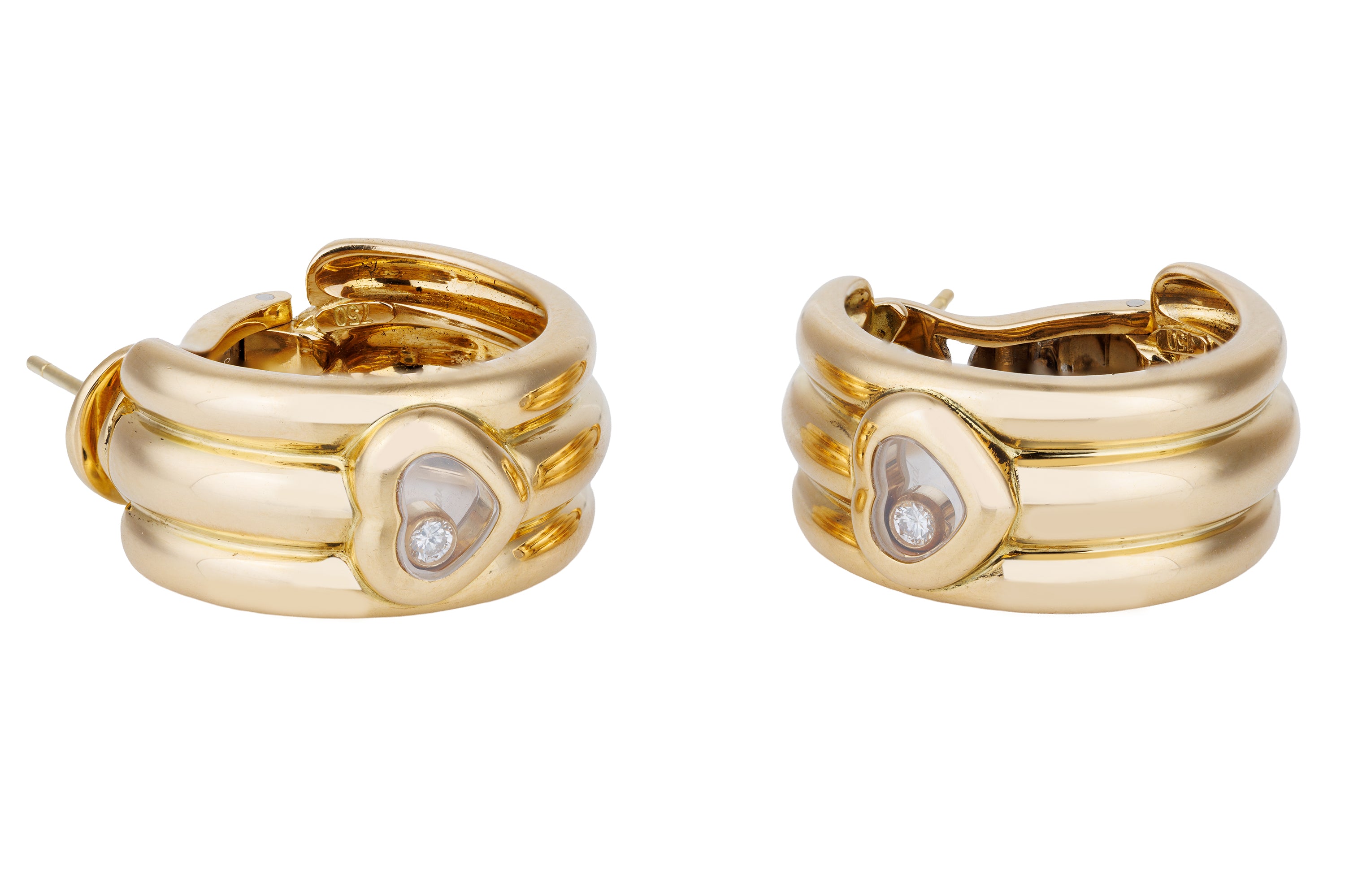 Chopard Happy Diamond Heart-Shaped Hoop Earrings | Diamonds | 18k Yellow Gold