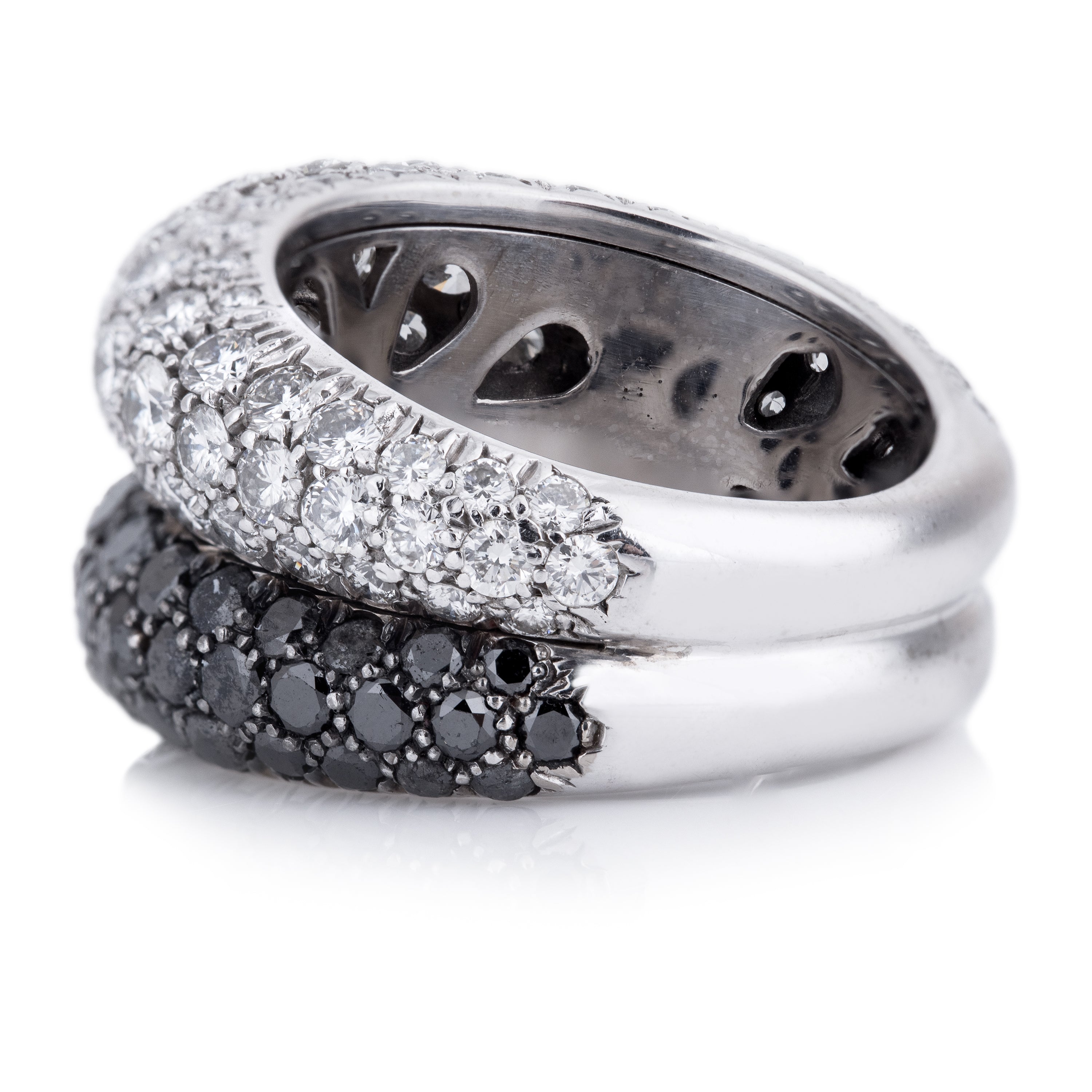 Chopard Black & White Pavé Diamond Ring | 18k White Gold