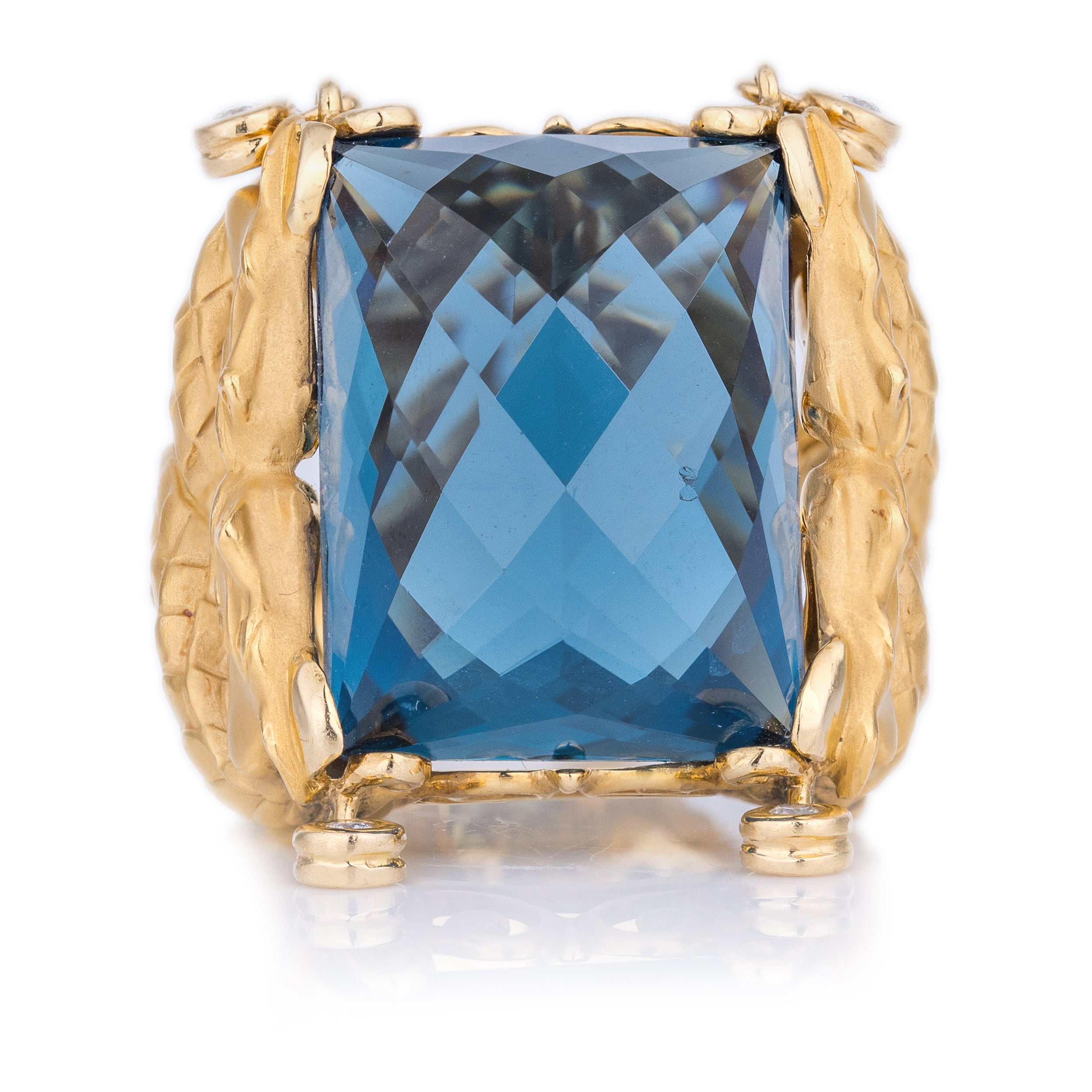 Carrera y Carrera | Nankin Blue Topaz & Diamond Ring | 18k Yellow Gold