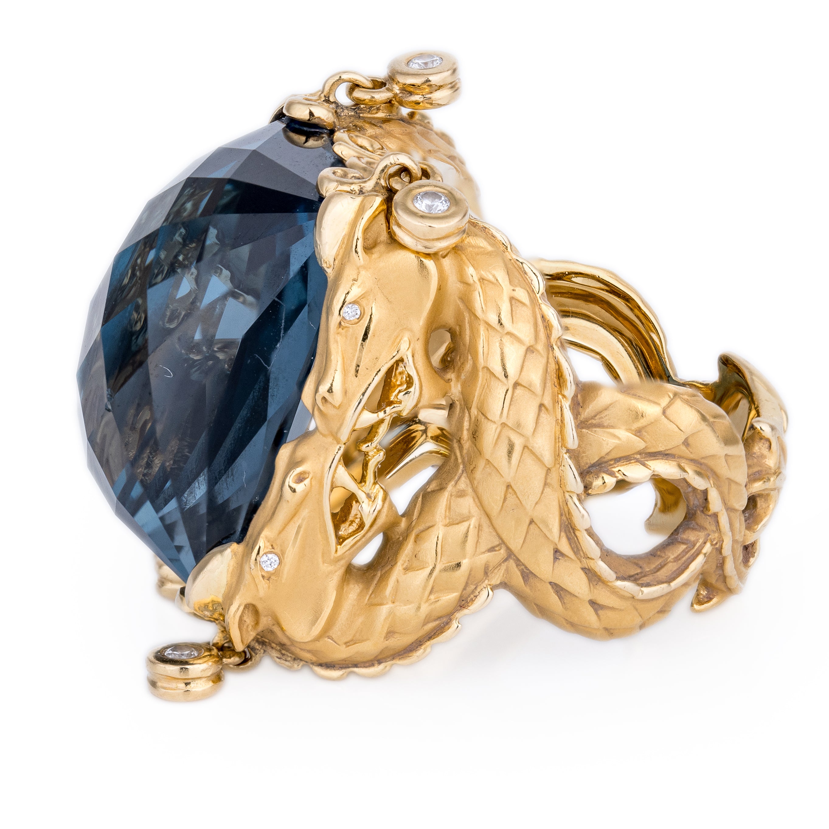Carrera y Carrera | Nankin Blue Topaz & Diamond Ring | 18k Yellow Gold