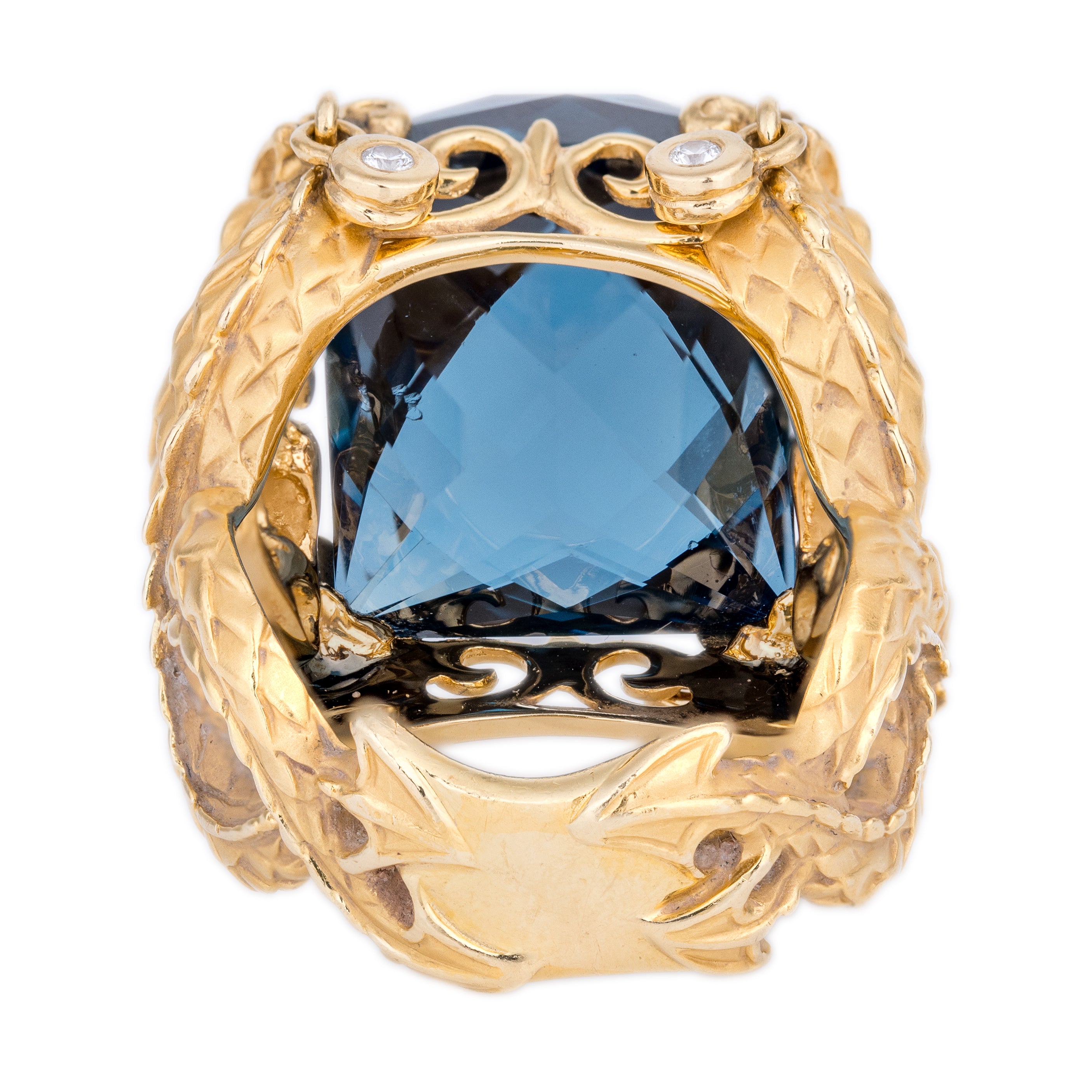Carrera y Carrera | Nankin Blue Topaz & Diamond Ring | 18k Yellow Gold