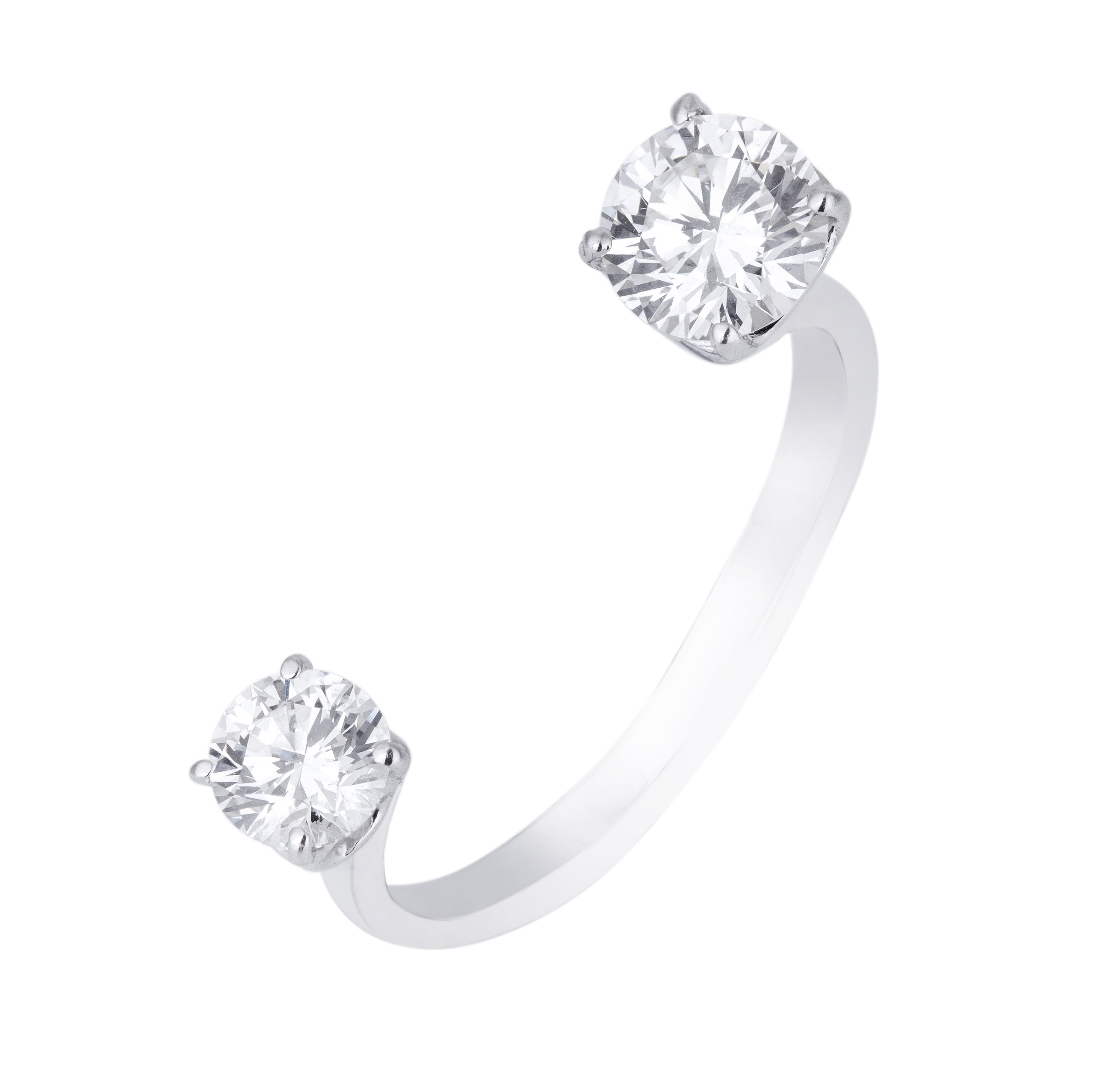 Open Band Floating Diamond Ring | 18k White Gold