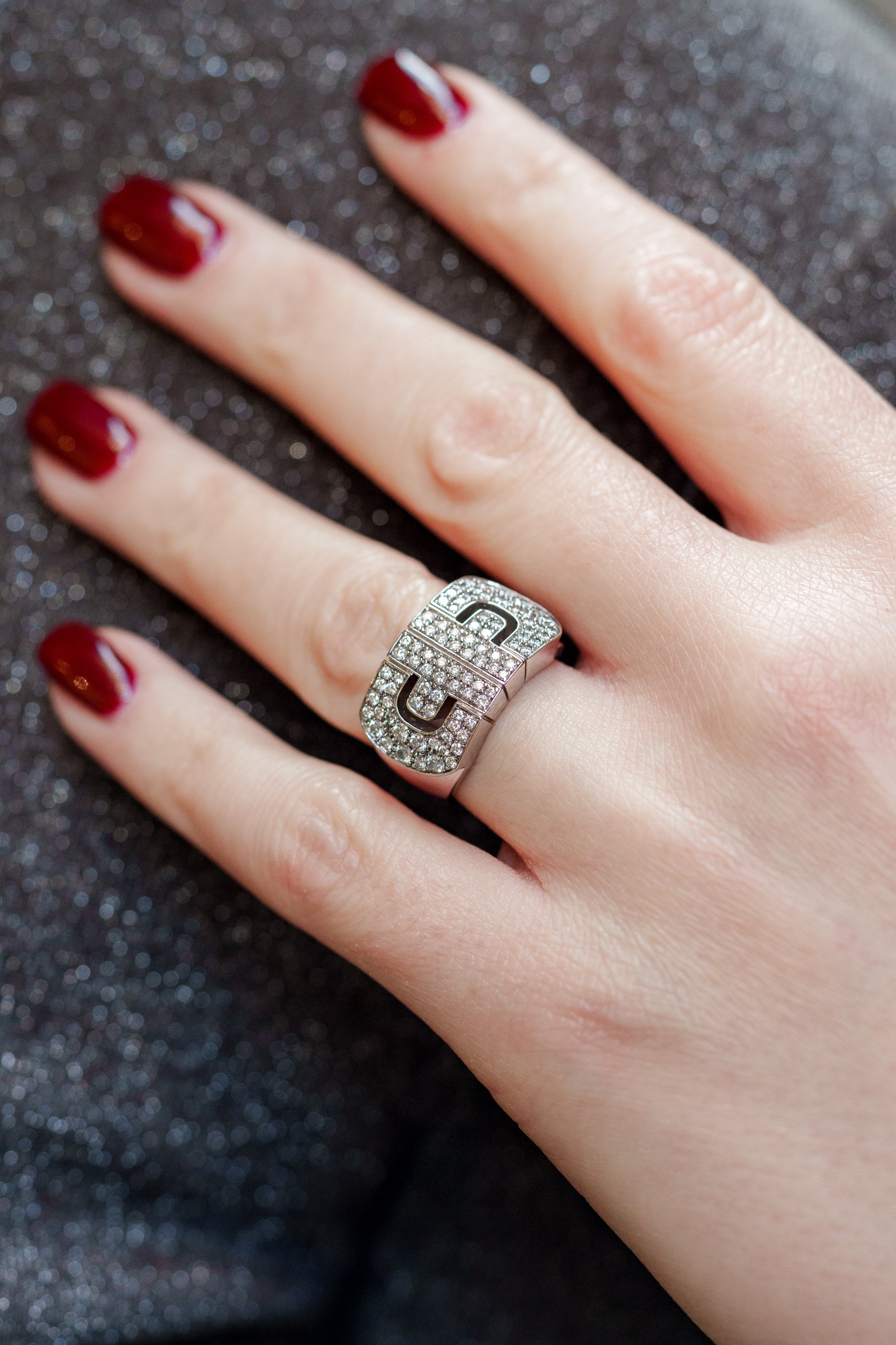 Bvlgari Parentesi Ring | Pavé Diamonds | 18k White Gold
