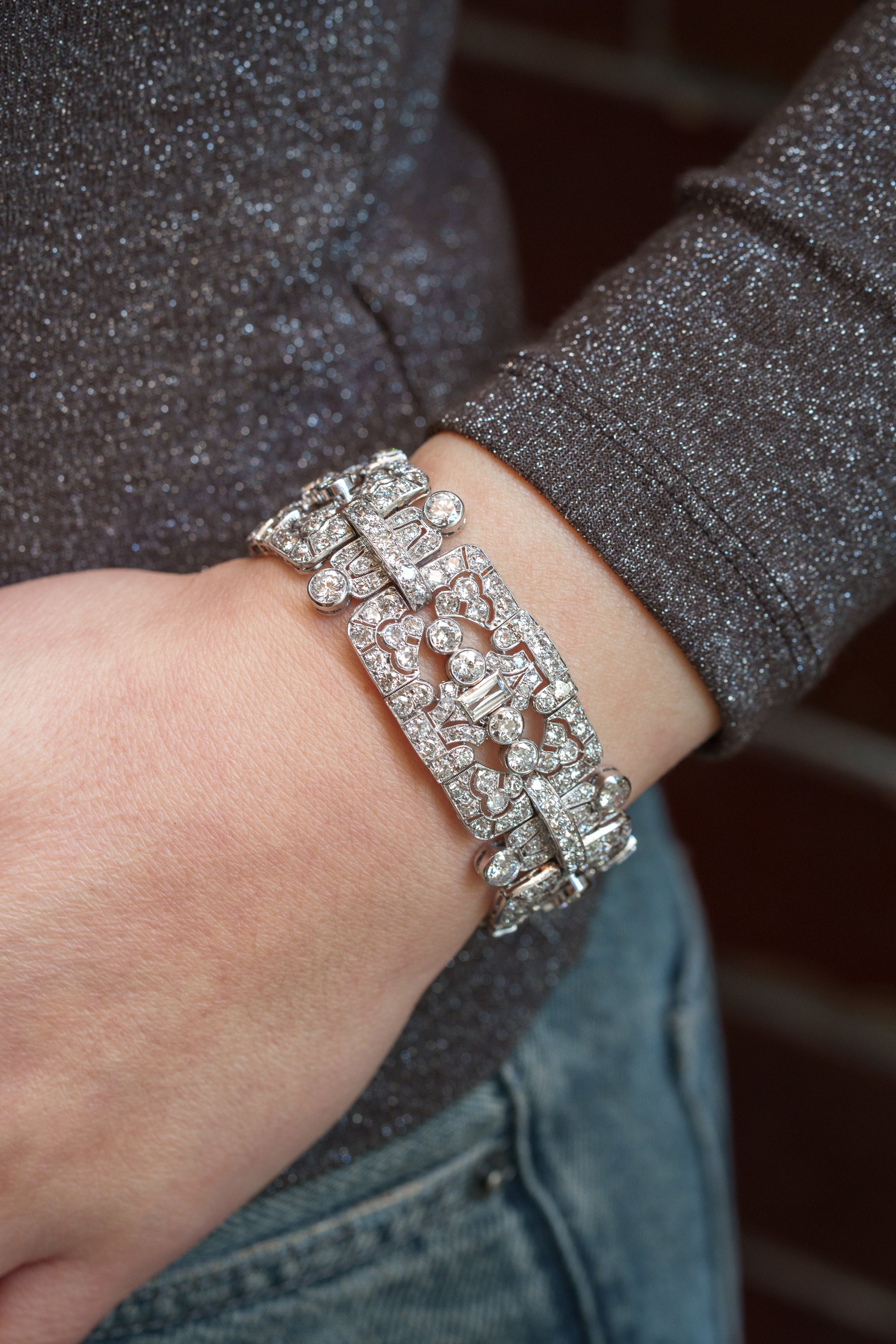 Art Deco Diamond Bracelet | 18k White Gold | Circa 1930's
