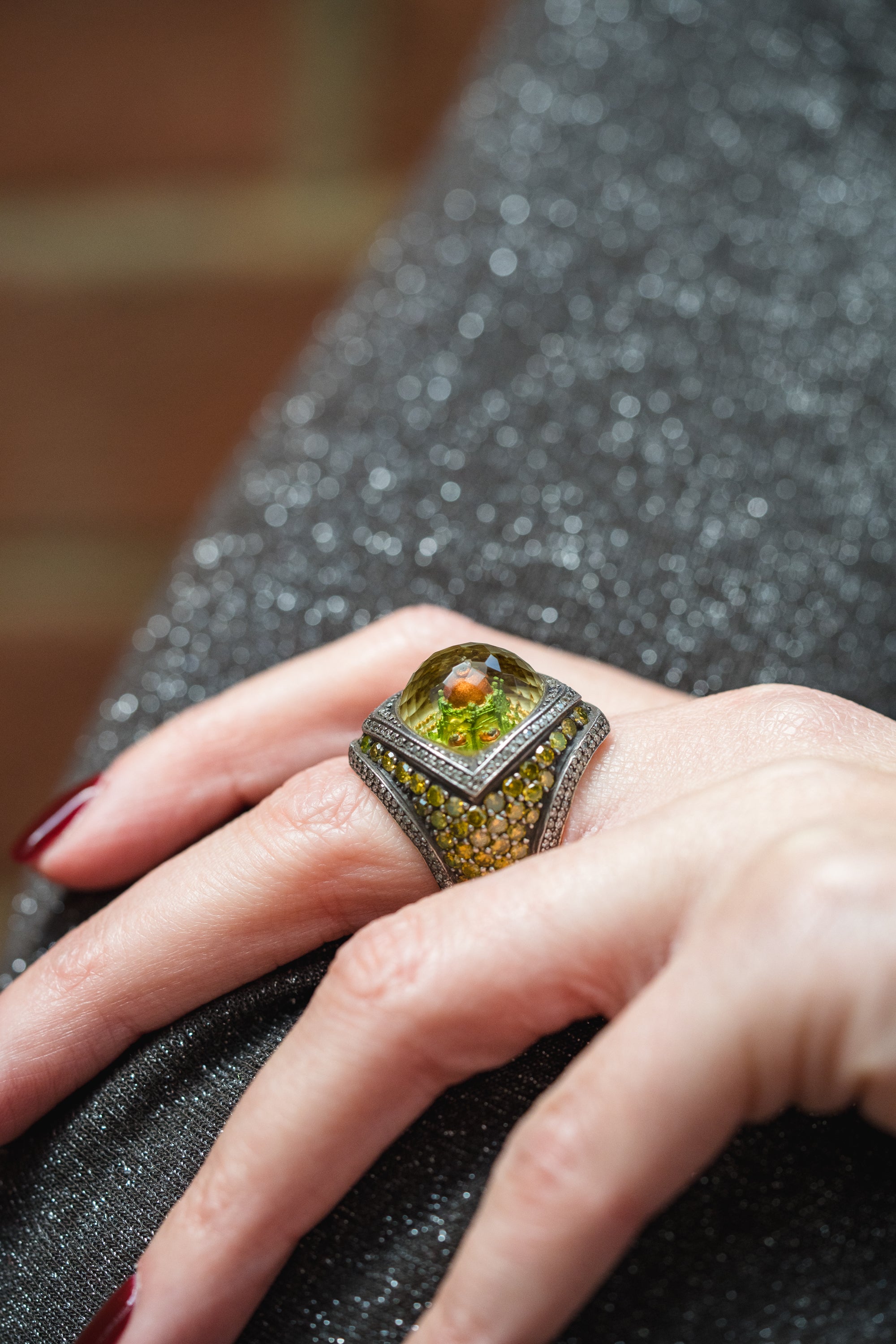 Sevan Bıçakçı Mosque Ring | Citrine & Pavé Diamonds | 8 & 24k White & Yellow Gold | 2007
