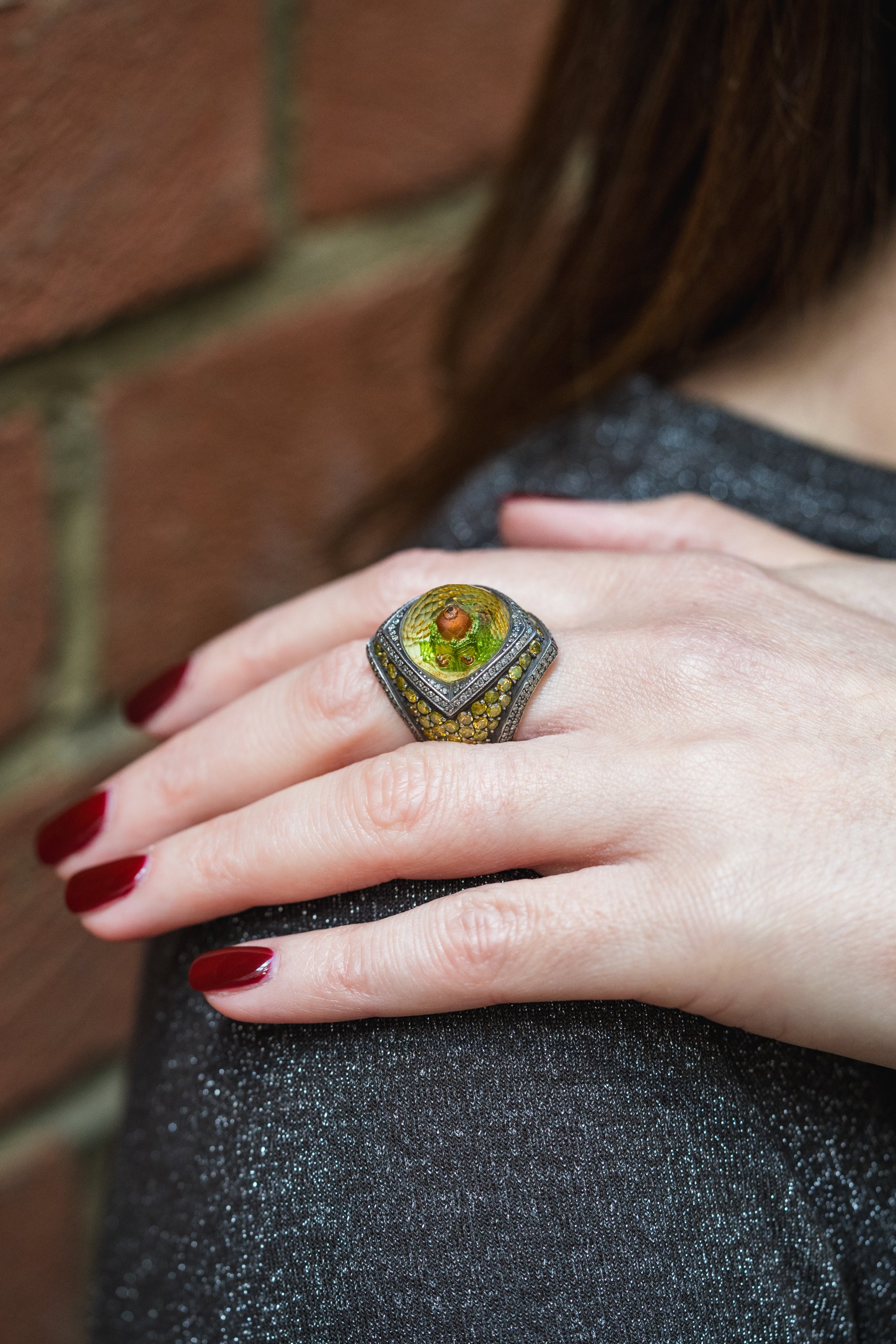 Sevan Bıçakçı Mosque Ring | Citrine & Pavé Diamonds | 8 & 24k White & Yellow Gold | 2007