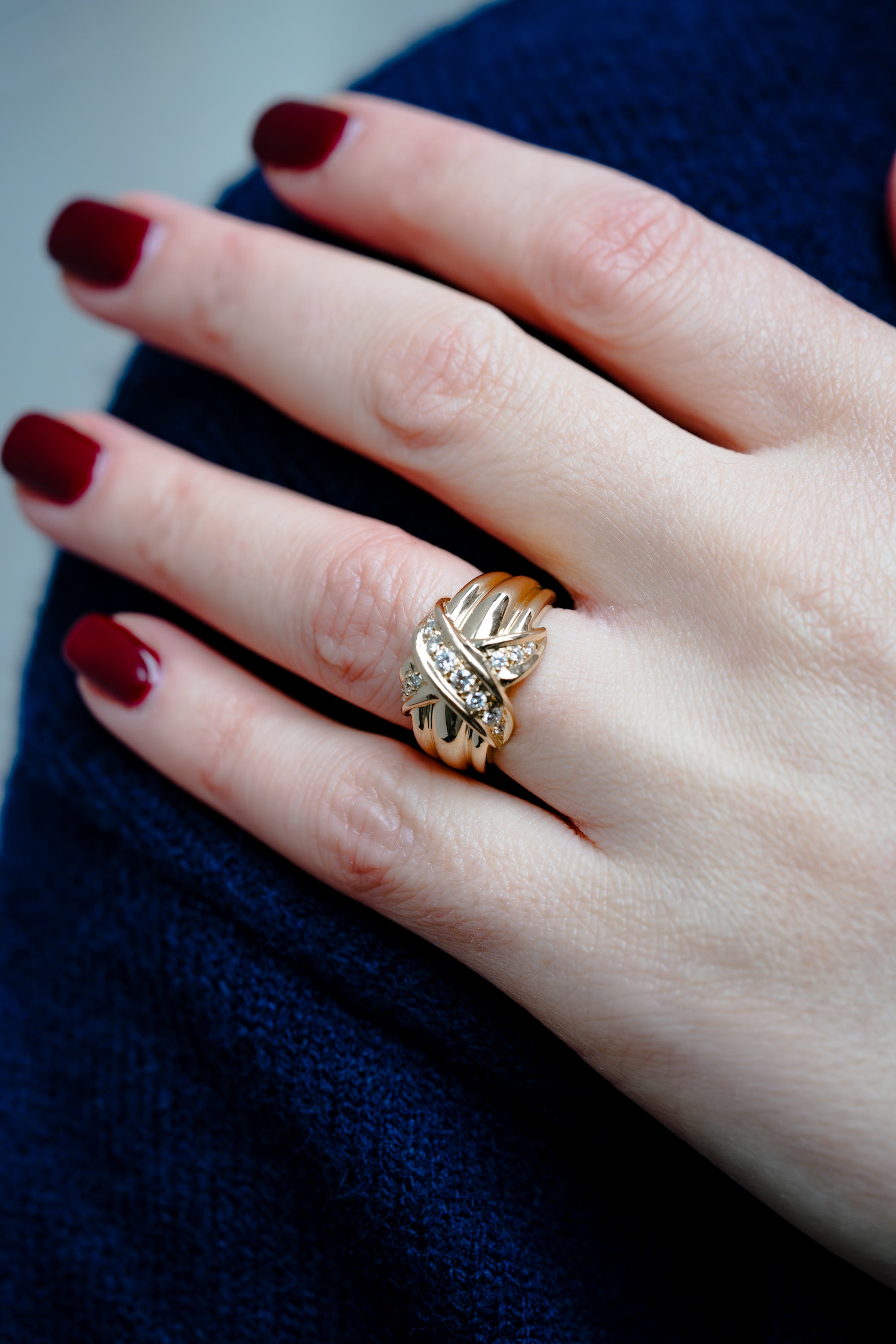 Tiffany Schlumberger Crossover Diamond Ring | 18k Yellow Gold | 1990