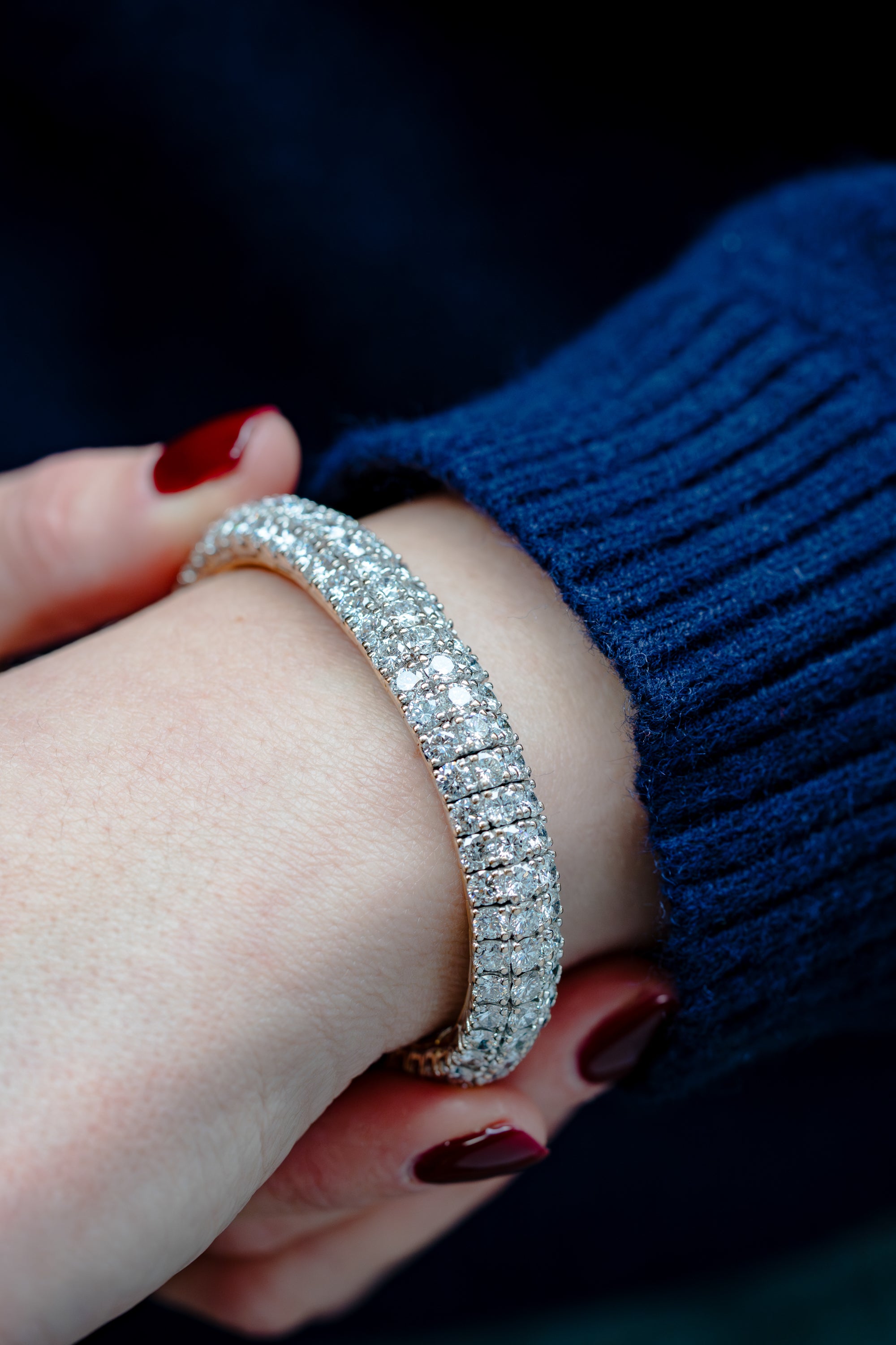 Pavé Diamond Bracelet Bangle | 18k White & Yellow Gold