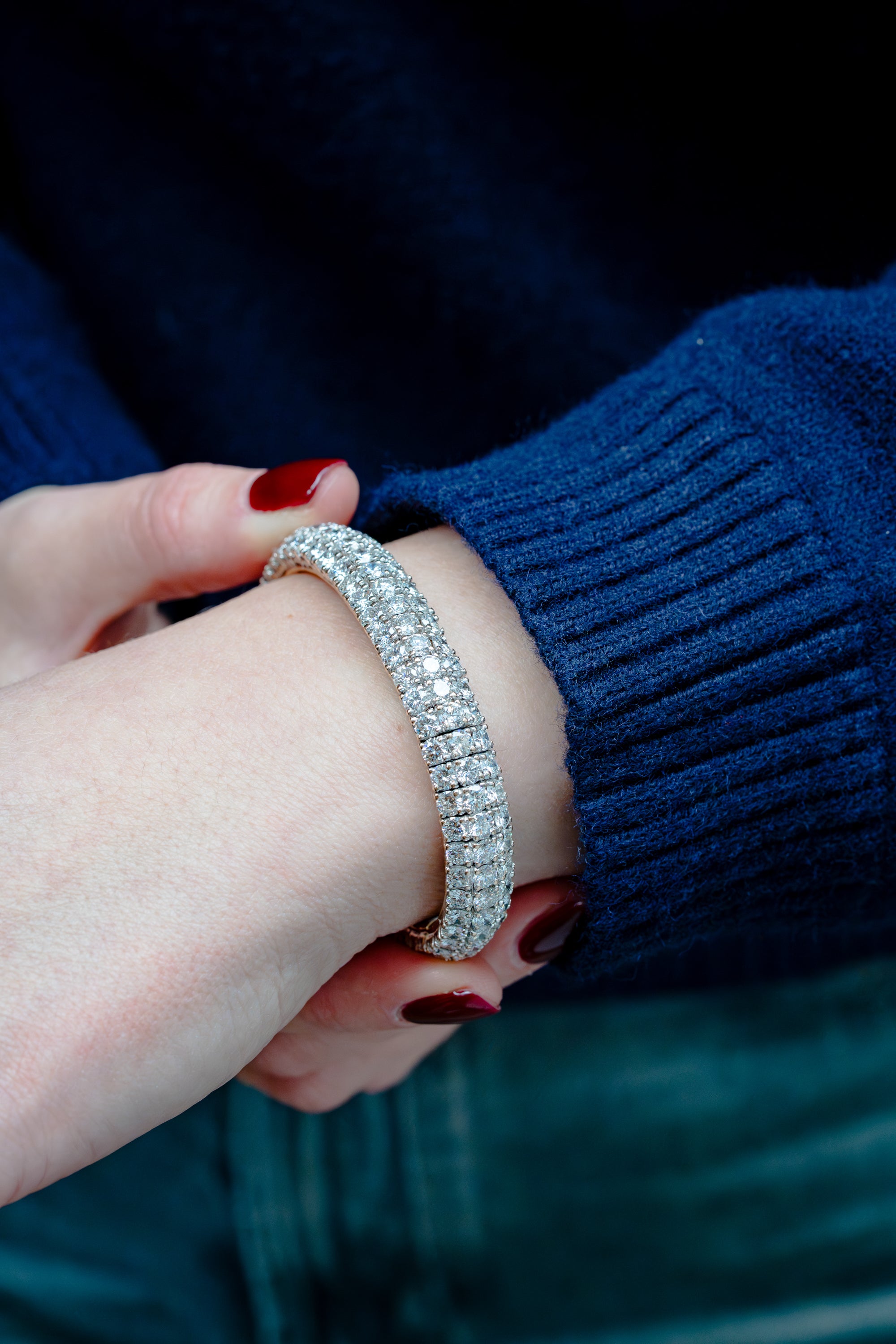 Pavé Diamond Bracelet Bangle | 18k White & Yellow Gold