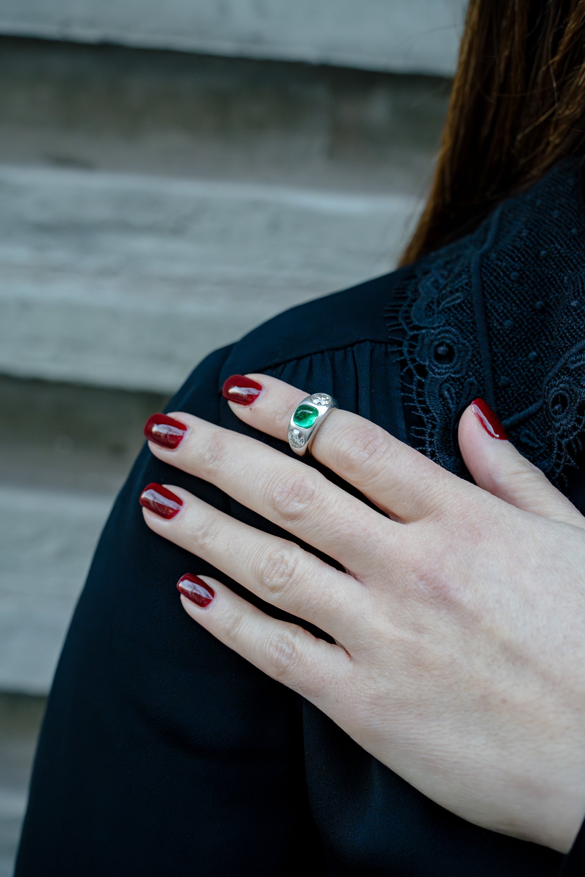 Tiffany & Co. 1920's Colombian Emerald & Diamond Ring | Platinum | Edwardian - Art Deco