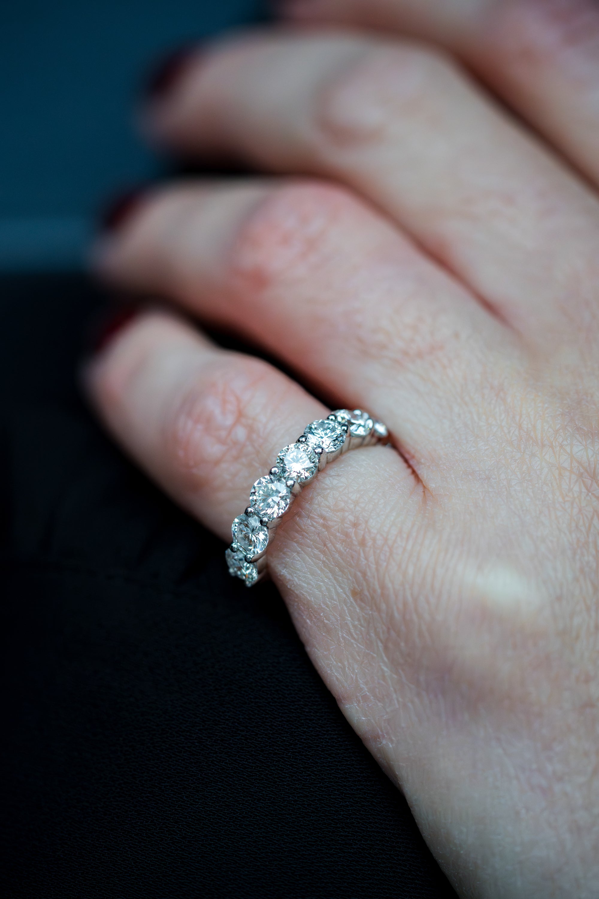 Half-Eternity Diamond Wedding Band Ring | 18k White Gold