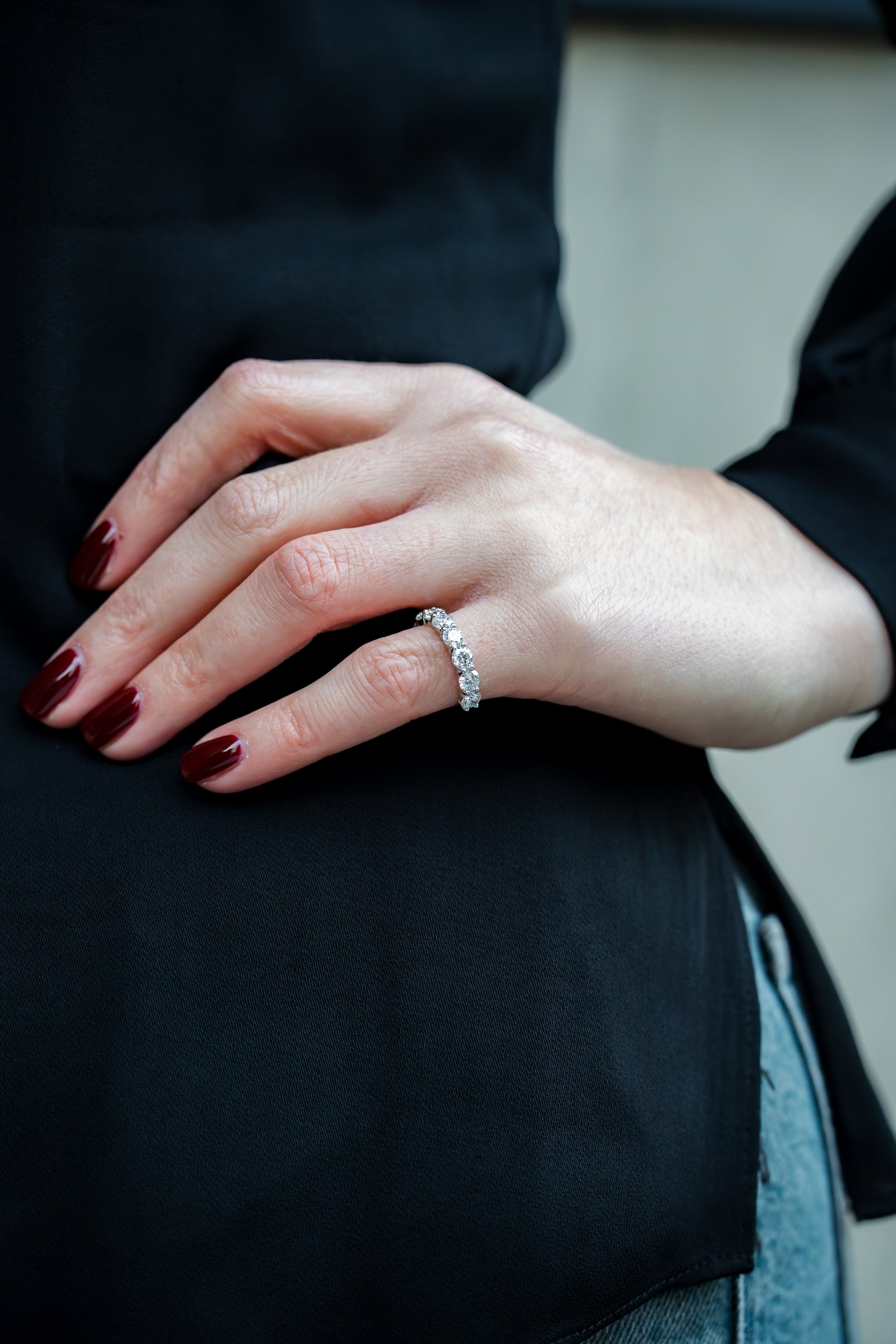 Half-Eternity Diamond Wedding Band Ring | 18k White Gold