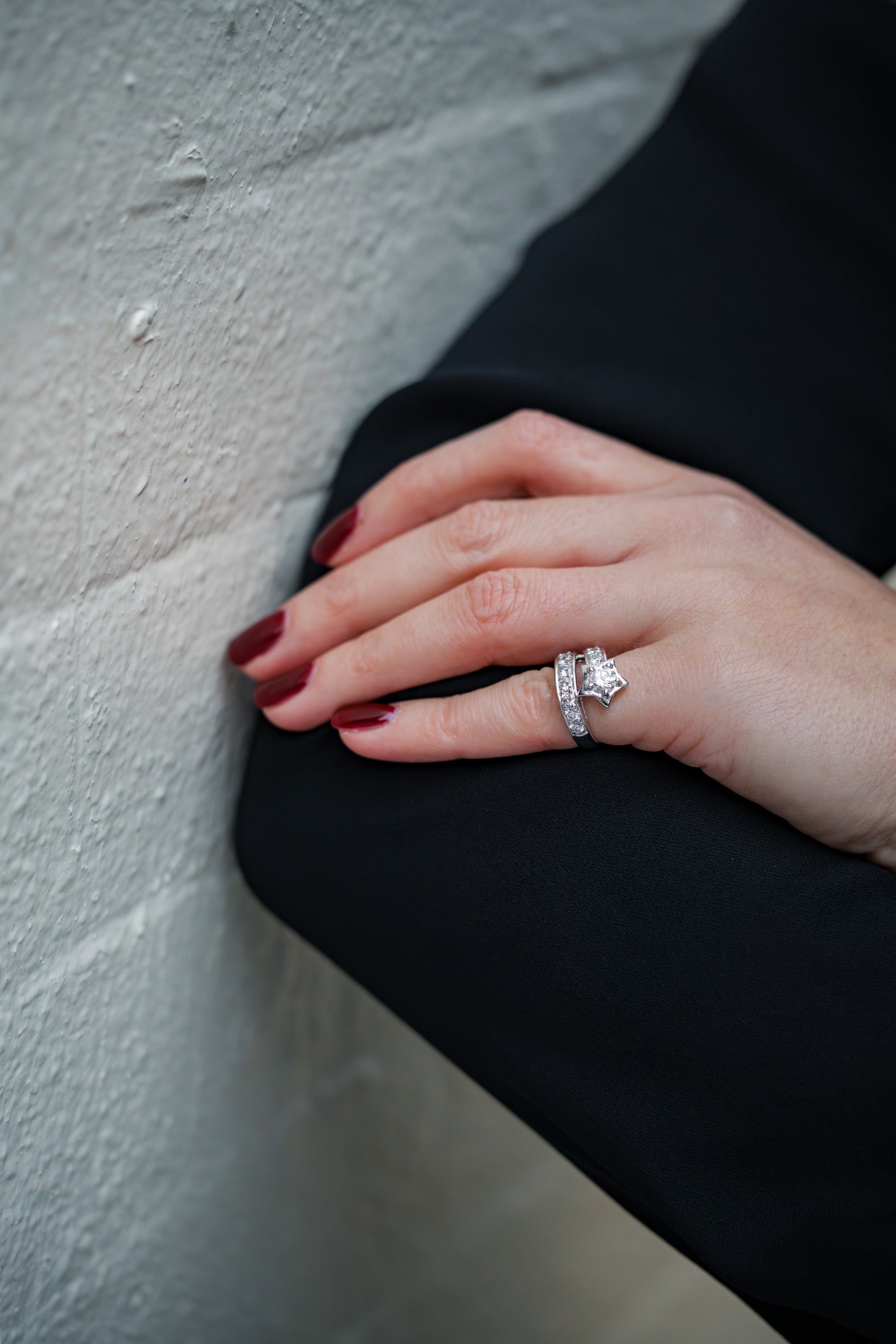 Pavé Diamond Star Ring | 18k White Gold
