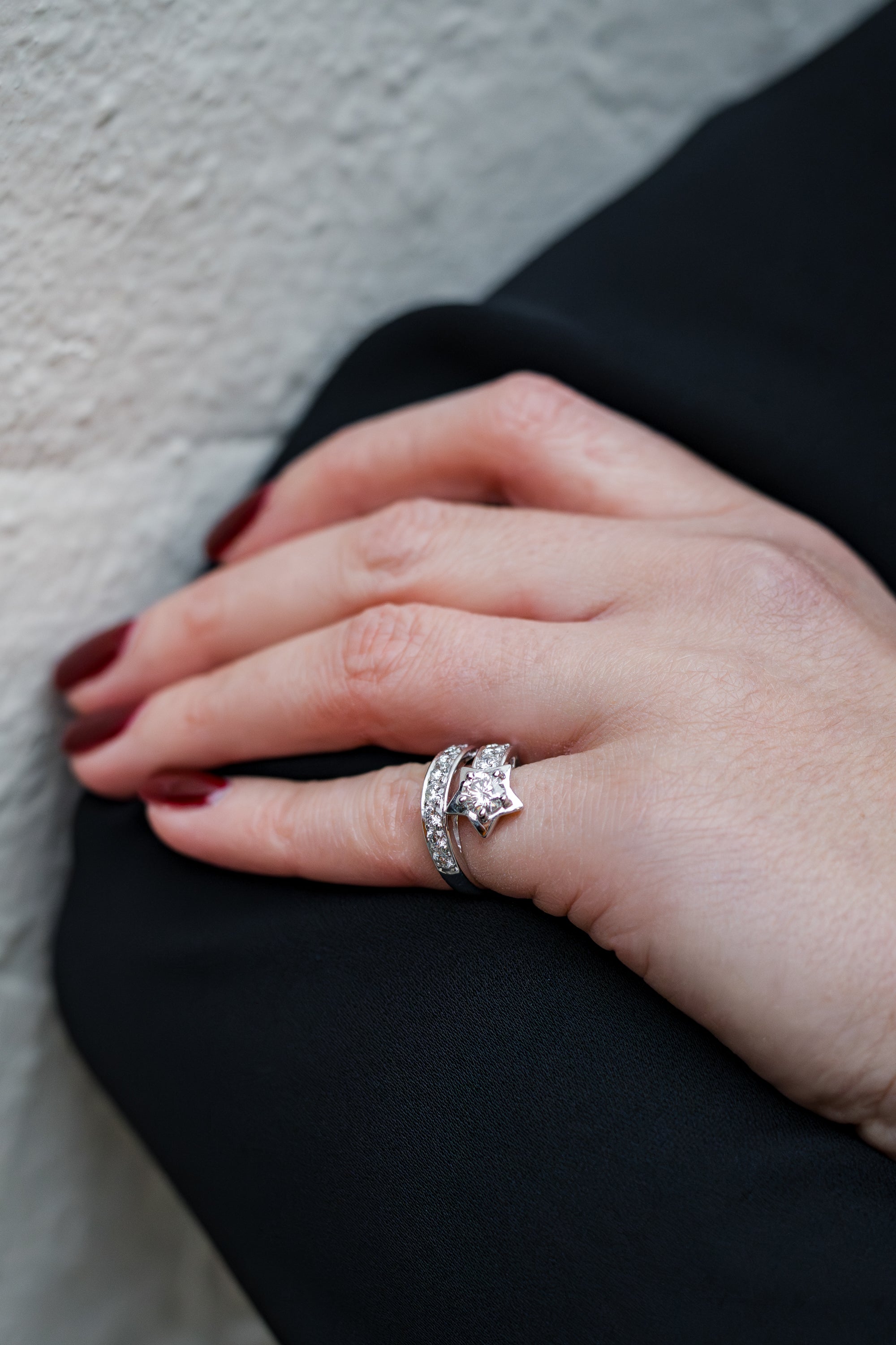 Pavé Diamond Star Ring | 18k White Gold