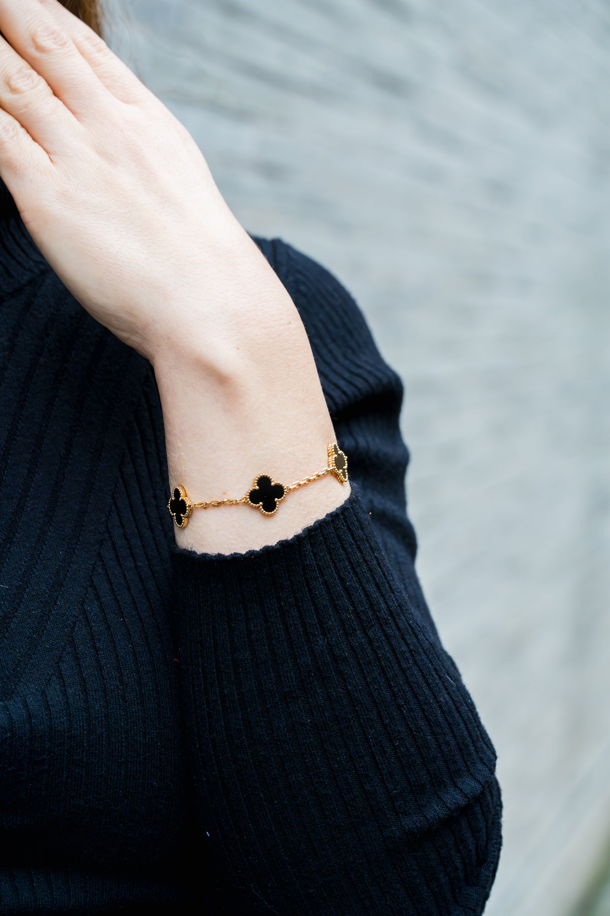 Van Cleef & Arpels Vintage Alhambra Bracelet, 5 Motifs | Onyx & 18k Yellow Gold | Box & Papers | 2023