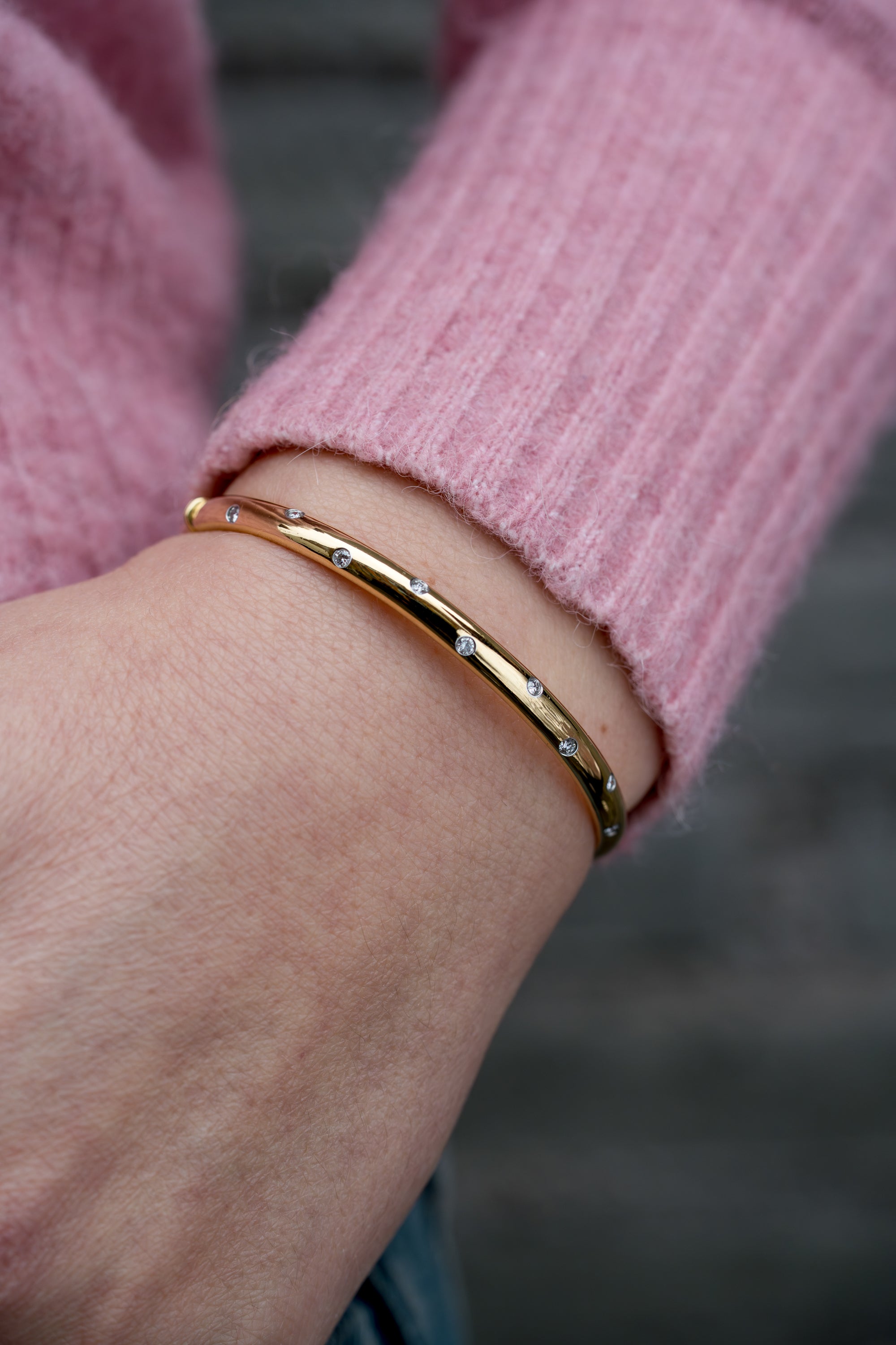 Tiffany & Co. Etoile Diamond Bangle Bracelet | 18k Yellow Gold & Platnium