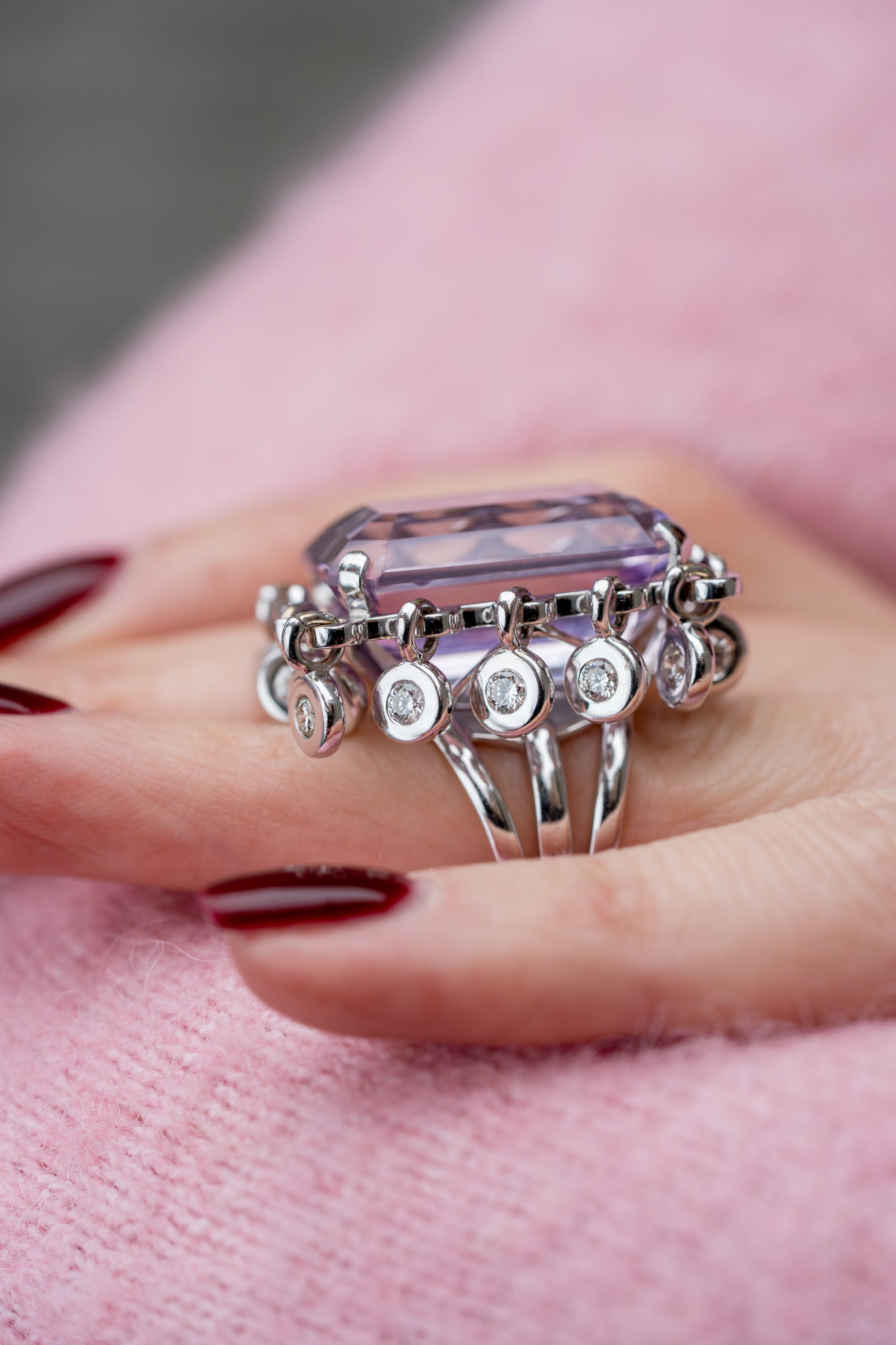 Dior 'Belle des Iles' Amethyst Diamond Cocktail Ring | 18k White Gold