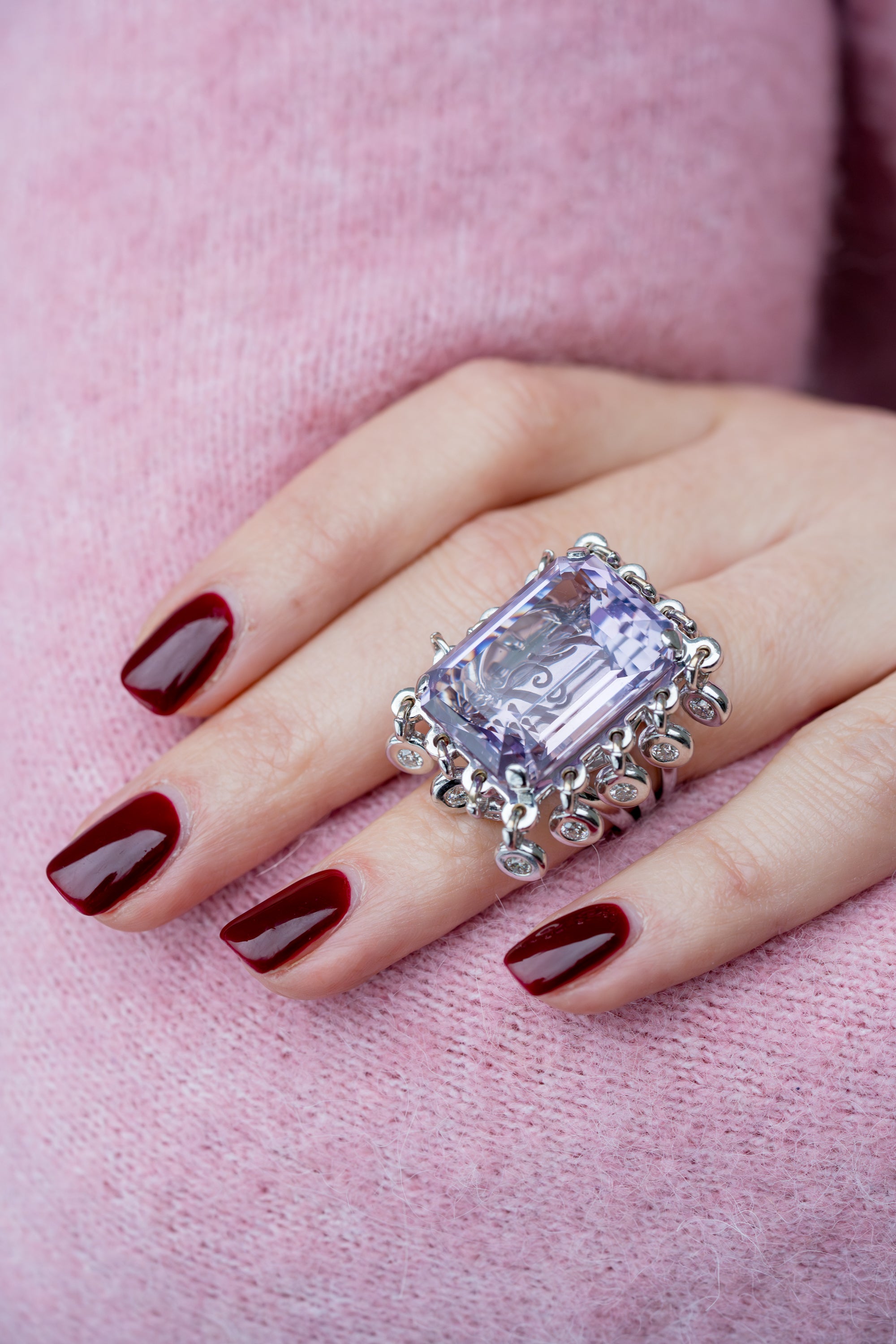Dior 'Belle des Iles' Amethyst Diamond Cocktail Ring | 18k White Gold