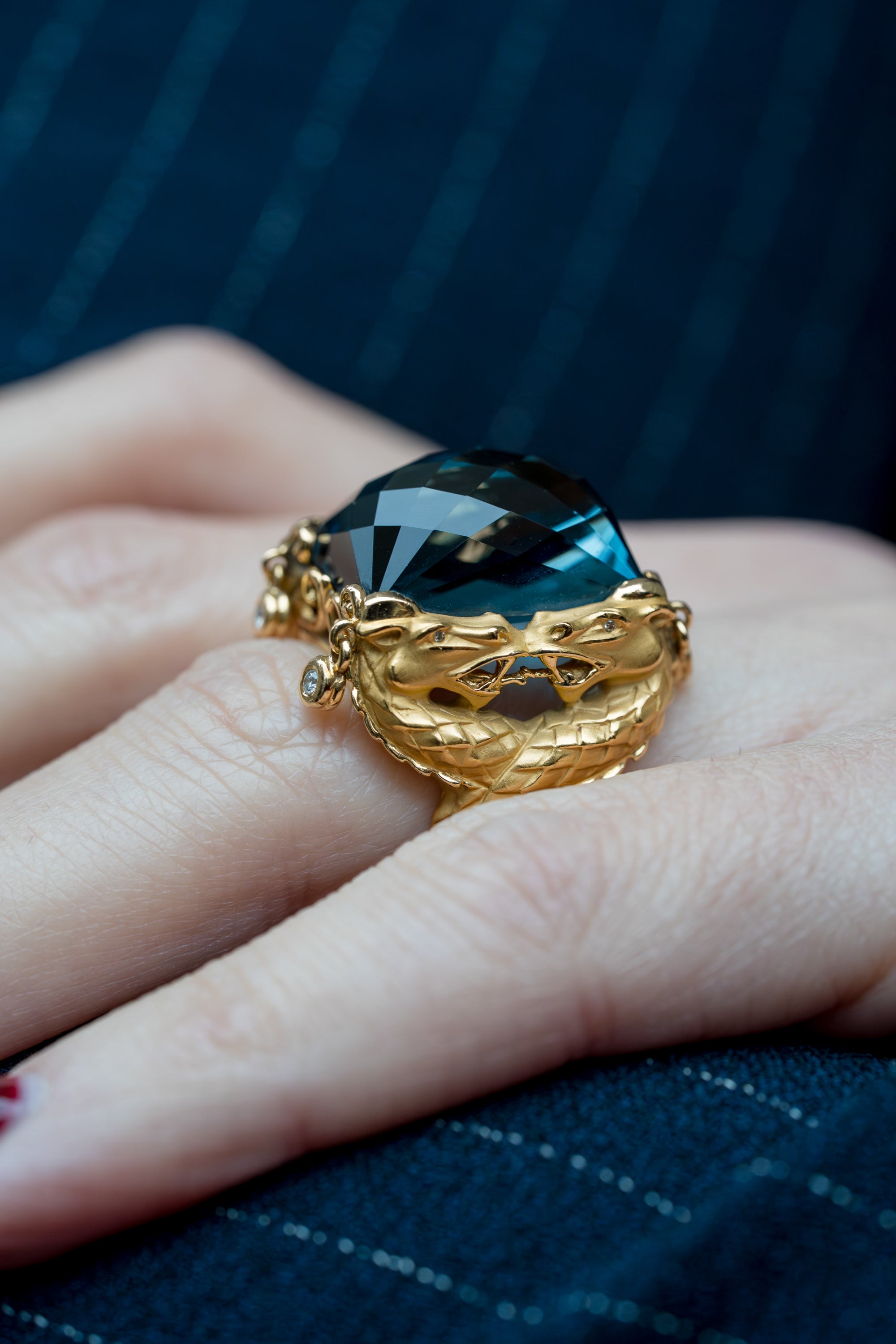 Carrera y Carrera | Nankin Blue Topaz & Diamond Ring | 18k Yellow Gold