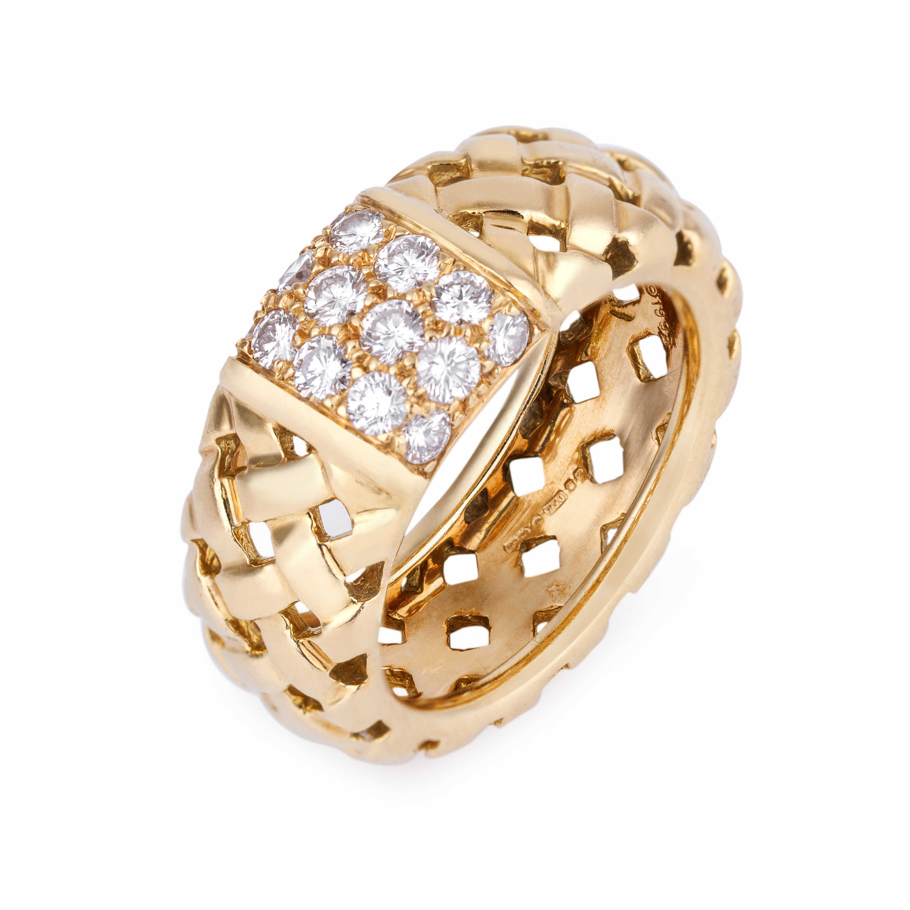 Tiffany Vannerie Basket Weave Diamond Ring | 18k Yellow Gold | 1995