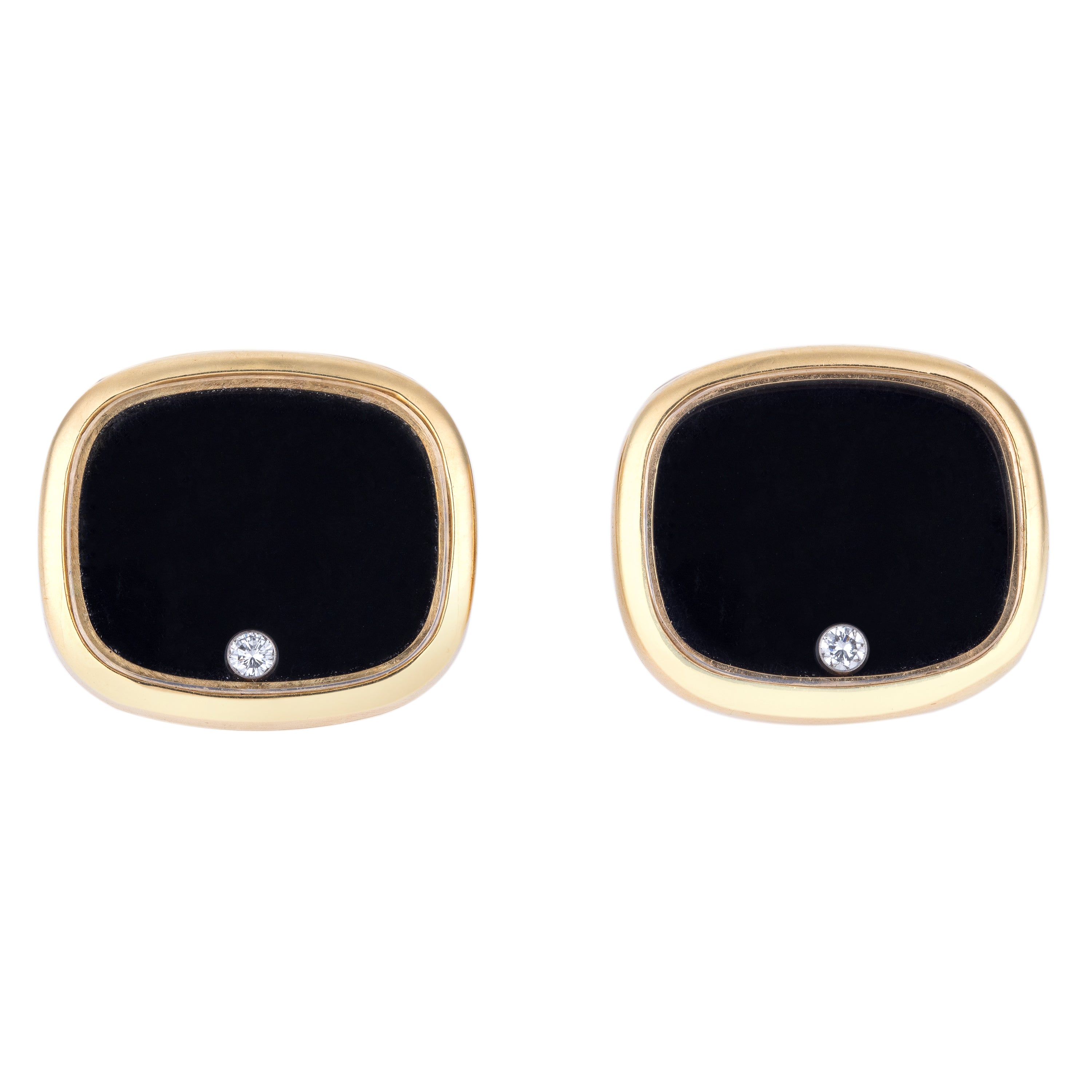 Chopard L.U.C Happy Diamonds Cufflinks | Black Enamel | 18k Yellow Gold