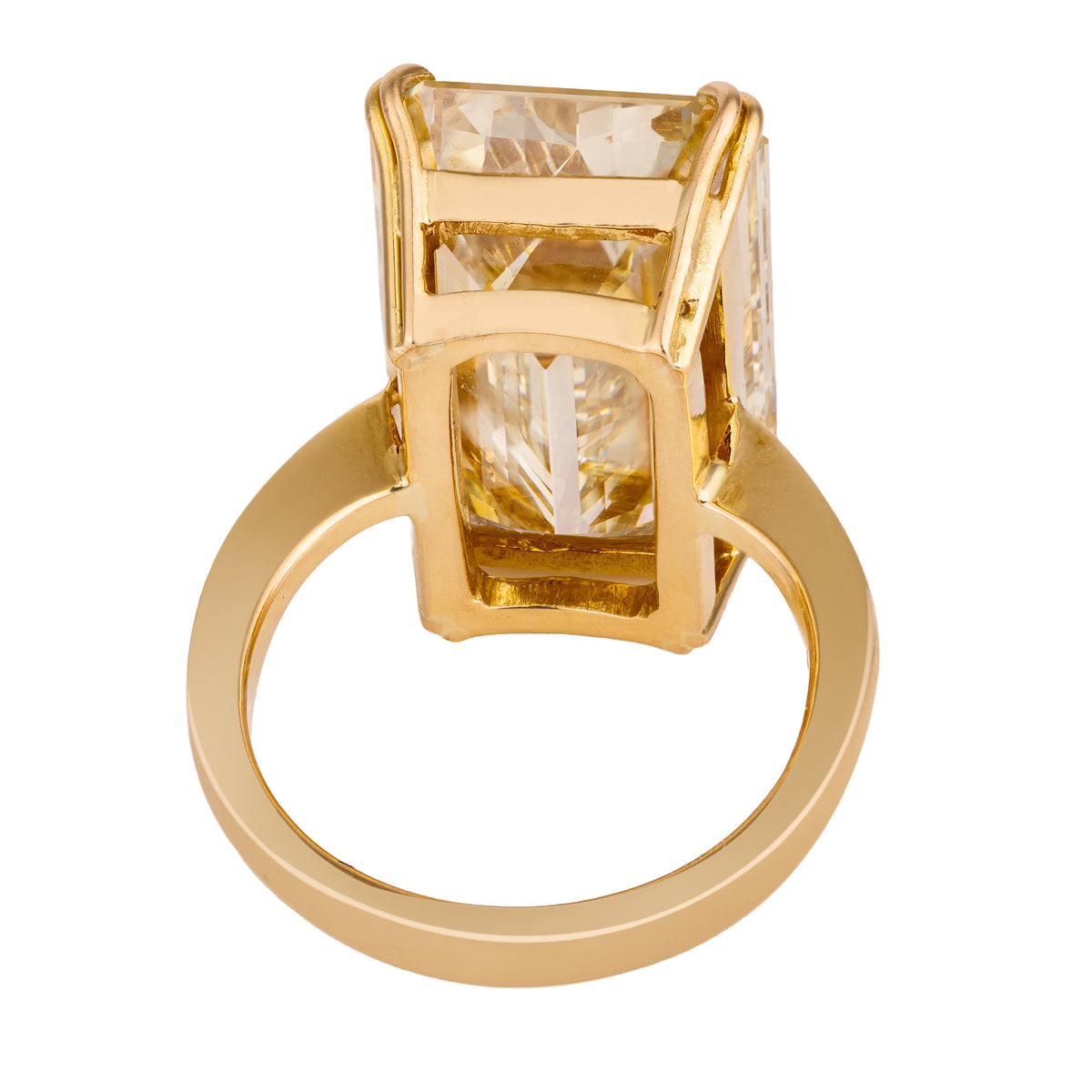 18.65 ct Emerald-Cut Natural Fancy Light Brownish Yellow Diamond Ring | 18k Yellow Gold | VS1 Clarity | GIA Certified