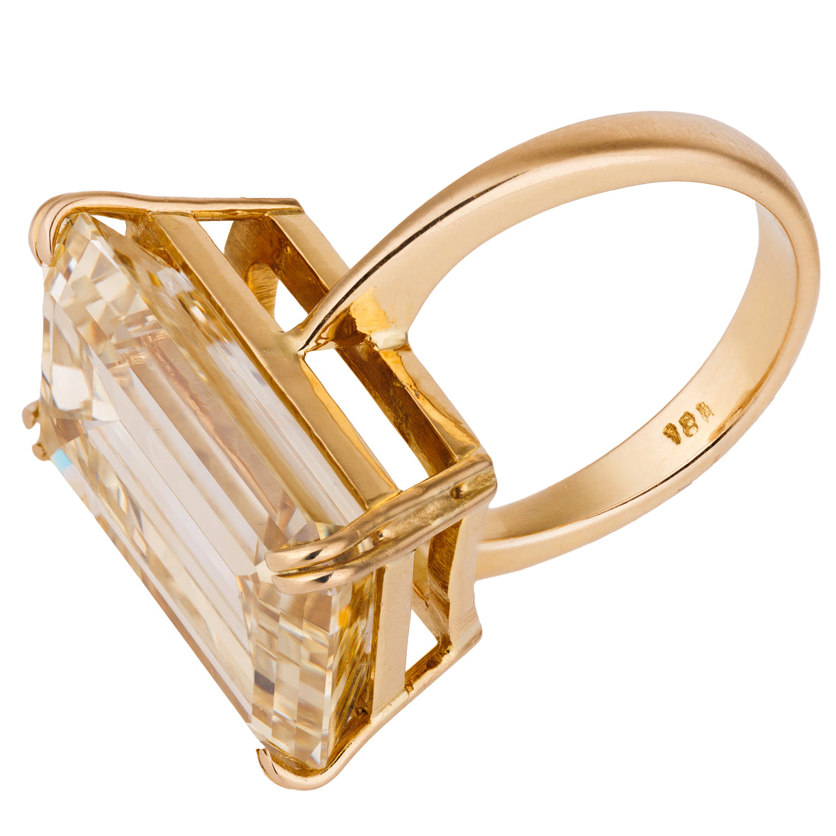 18.65 ct Emerald-Cut Natural Fancy Light Brownish Yellow Diamond Ring | 18k Yellow Gold | VS1 Clarity | GIA Certified