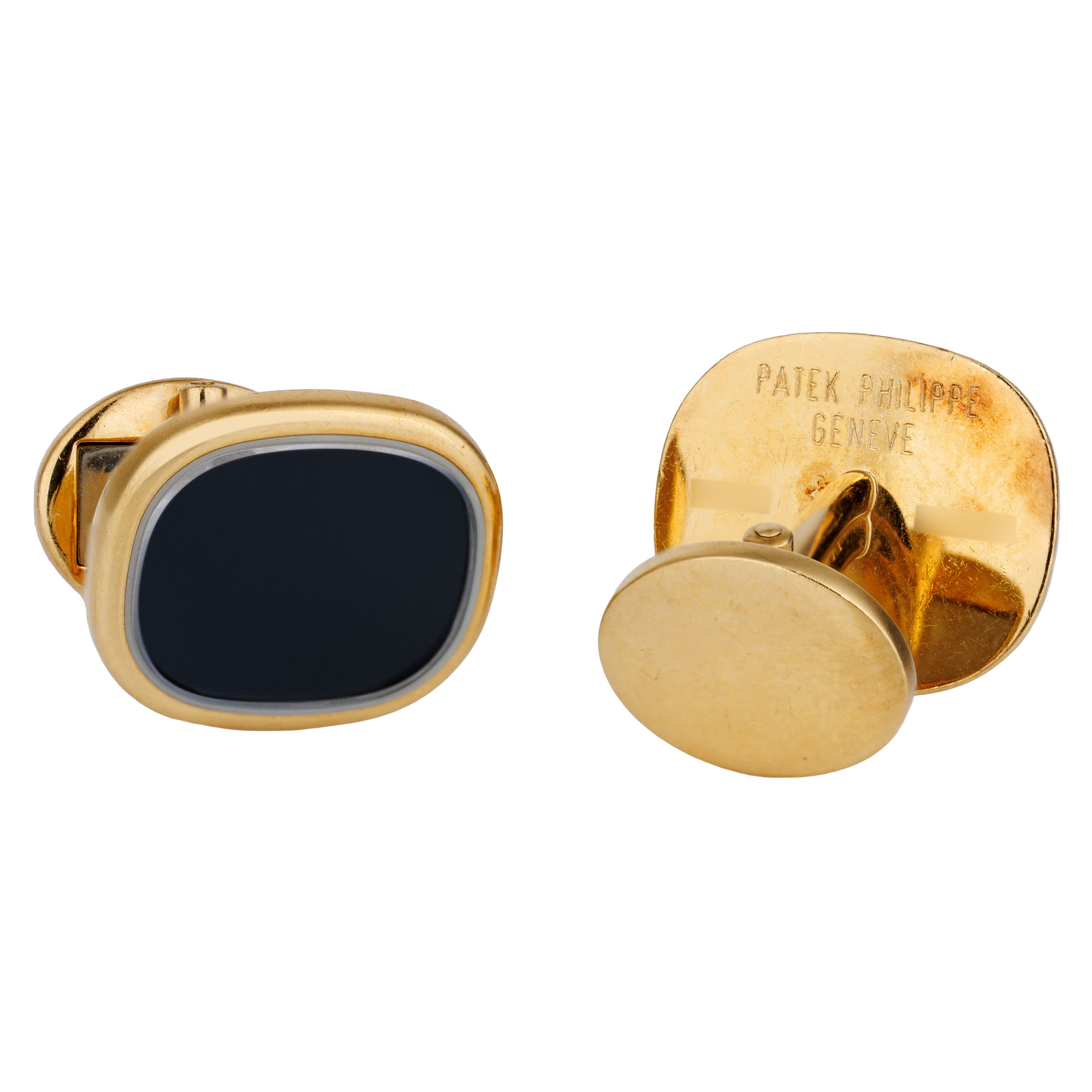Patek Phillipe Blue Ellipse Cufflinks | 18k Yellow Gold | 1990's