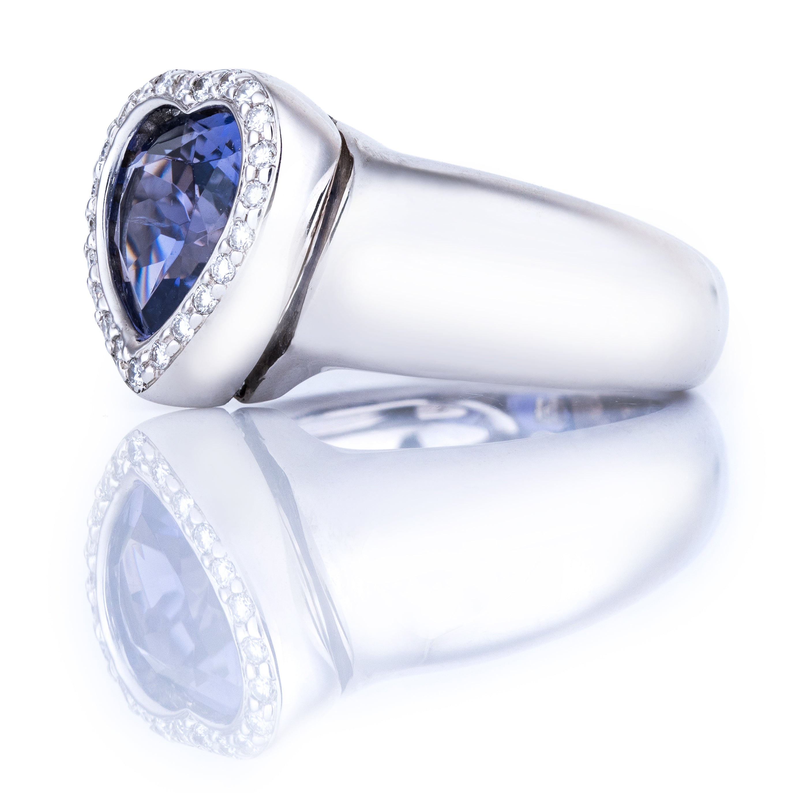 Piaget Heart-Shaped Ring | Tanzanite & Diamond | 18k White Gold | 1997