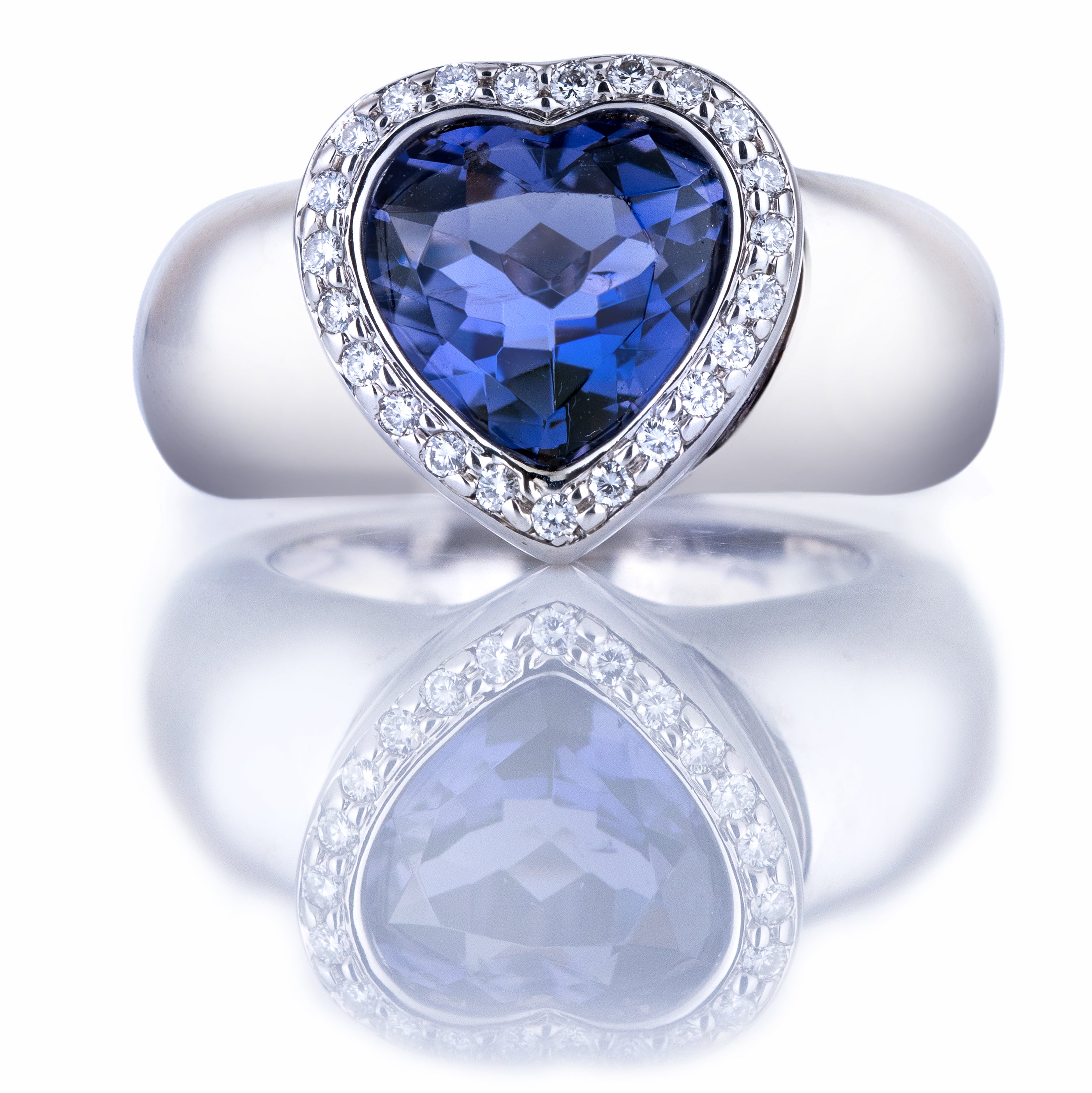 Piaget Heart-Shaped Ring | Tanzanite & Diamond | 18k White Gold | 1997