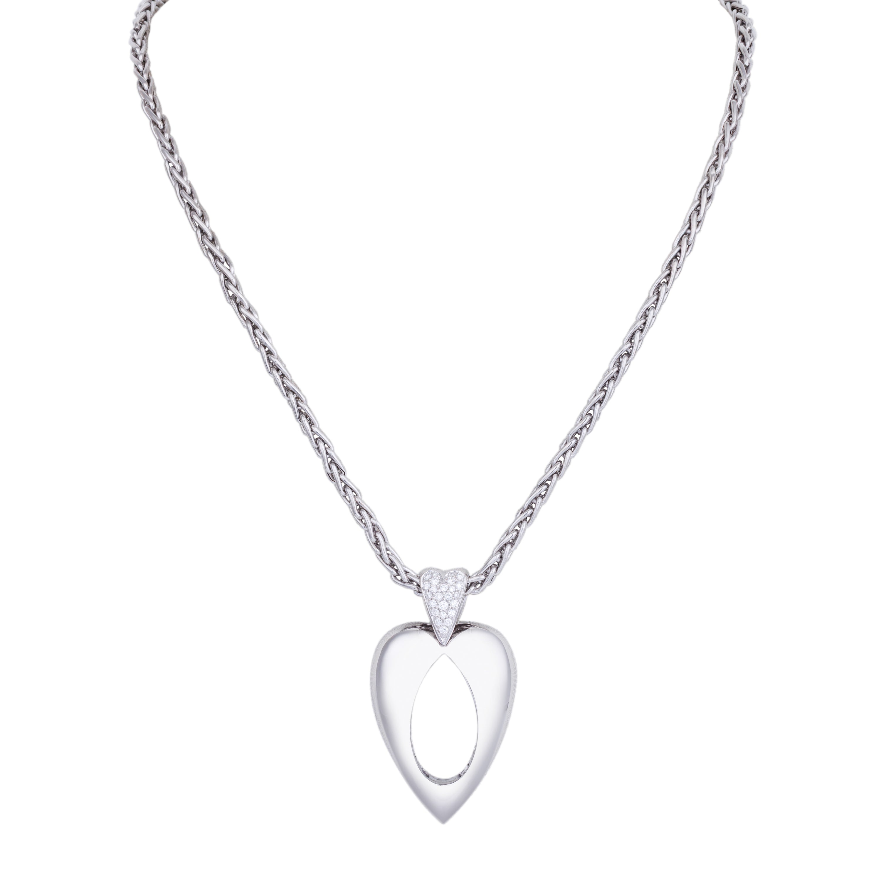 Piaget Coeur Necklace | Pavé Diamonds | 18k White Gold | 1996